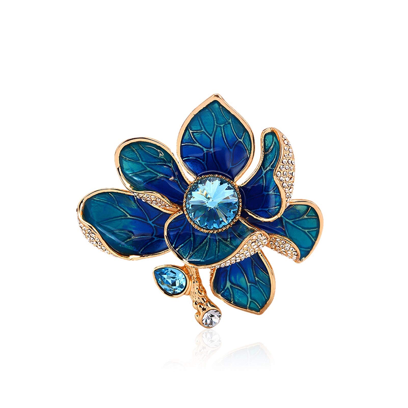 Elegant Peacock Blue Pearl Brooch Pin - Chinese Style Peony Corsage for Coat, Cheongsam & Formal Wear | XIAOSAKU Fashion Jewelry Accessories for Women | Perfect for Weddings, Parties & Special Occasions