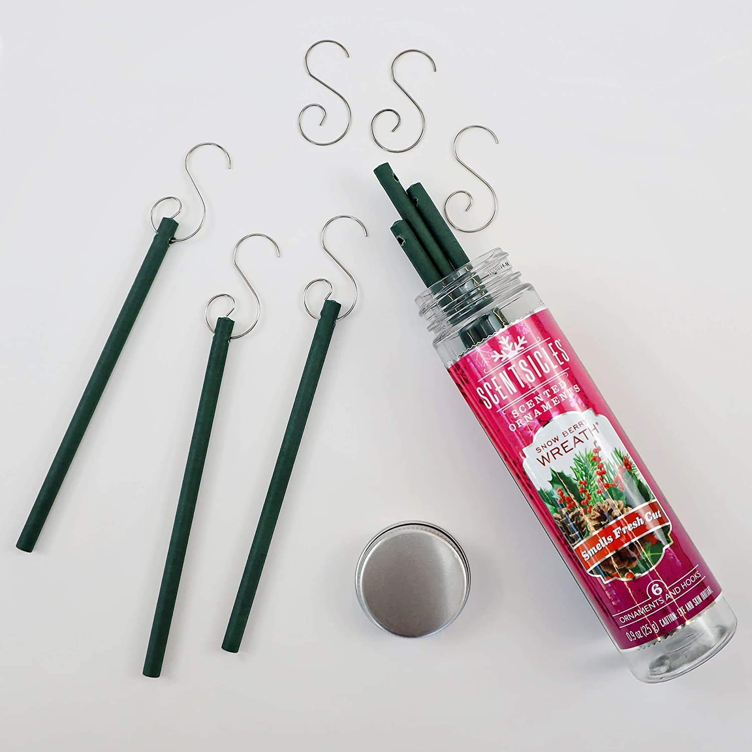 Scentsicles Scented Ornaments - 6 Pack with Hooks, Snow Berry Wreath Fragrance for Christmas Tree Decorations | Perfect for Holiday Home Decor, Parties & Festive Gifts
