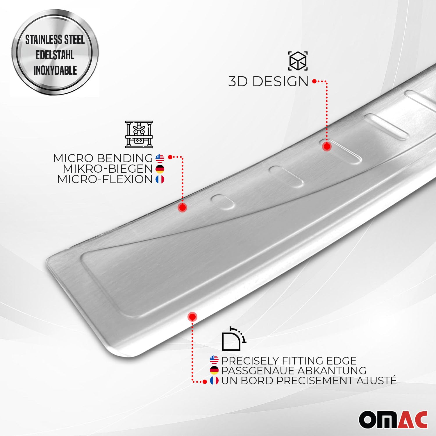 OMAC Brushed Steel Rear Bumper Sill Cover for Mercedes Sprinter W907 W910 (2019-2025) - Durable Protection & Stylish Upgrade for Van Exterior