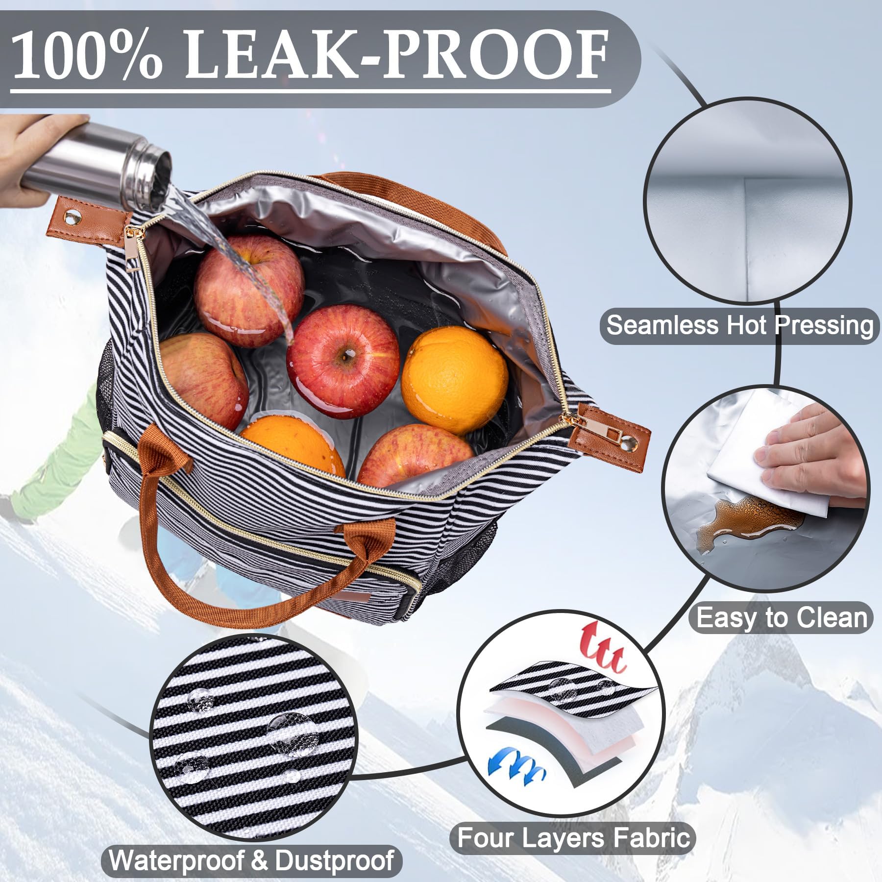 Insulated Lunch Box for Adults - Leakproof Reusable Lunch Bag for Work, Office & School | BPA-Free Thermal Food Container for Men & Women | Perfect for Meal Prep, Picnics & Commuting