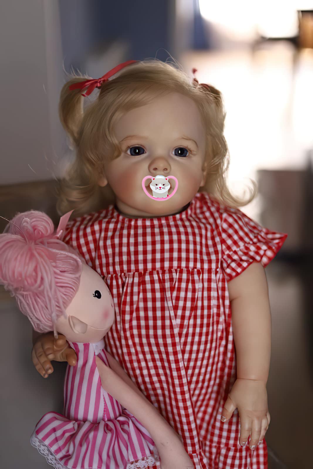 70cm Realistic Reborn Baby Doll with Blonde Curly Hair - Soft Touch Silicone Vinyl Newborn Princess Toddler Girl Doll - Perfect for Nursery Decor, Gift Giving, and Collectibles