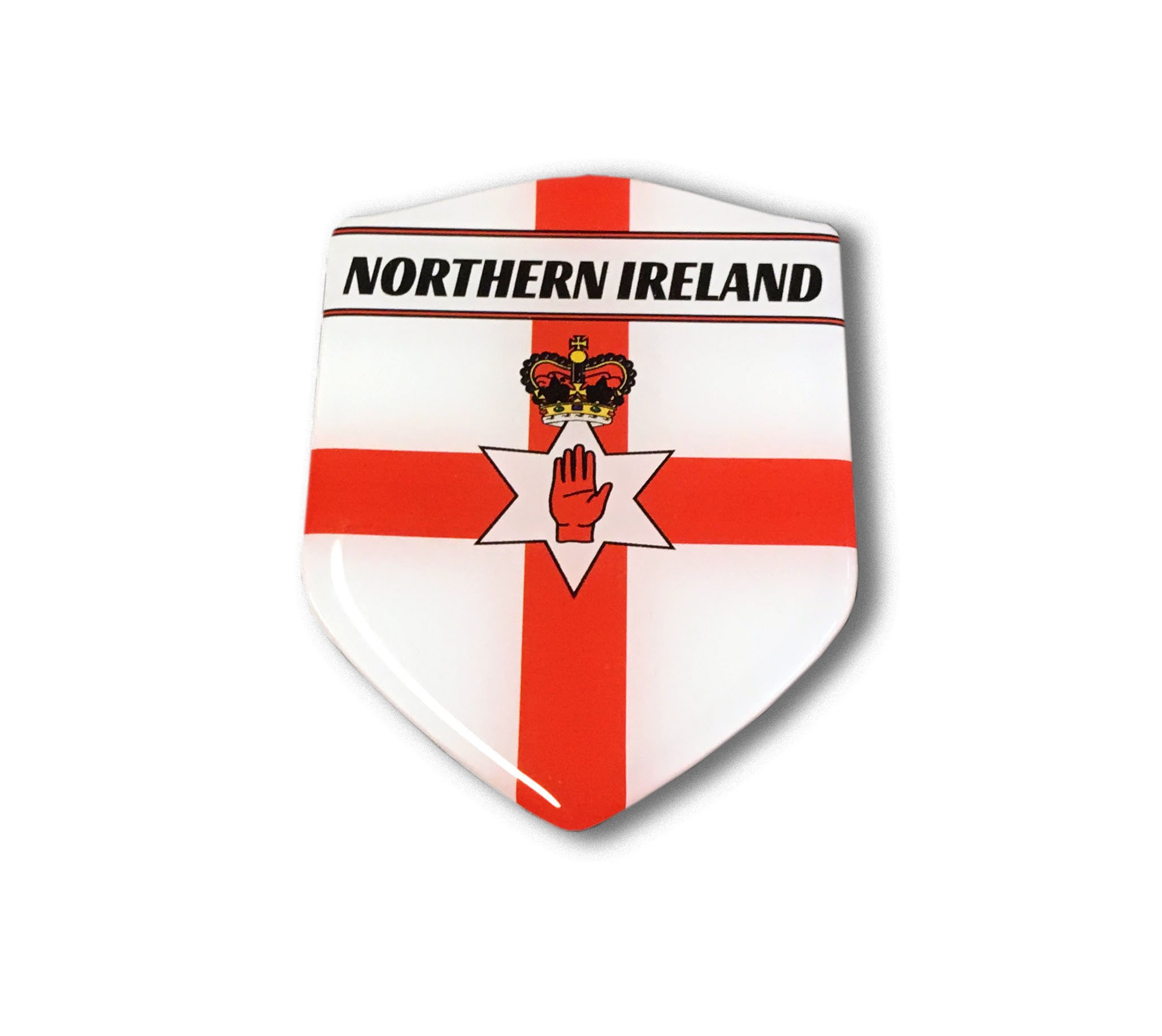 3D Northern Ireland Flag Car Sticker - 2.3x3.3 Inch Proud Shield Domed Decal Emblem for Cars, Laptops & Windows | Tuaisceart Éireann Belfast Pride Accessory