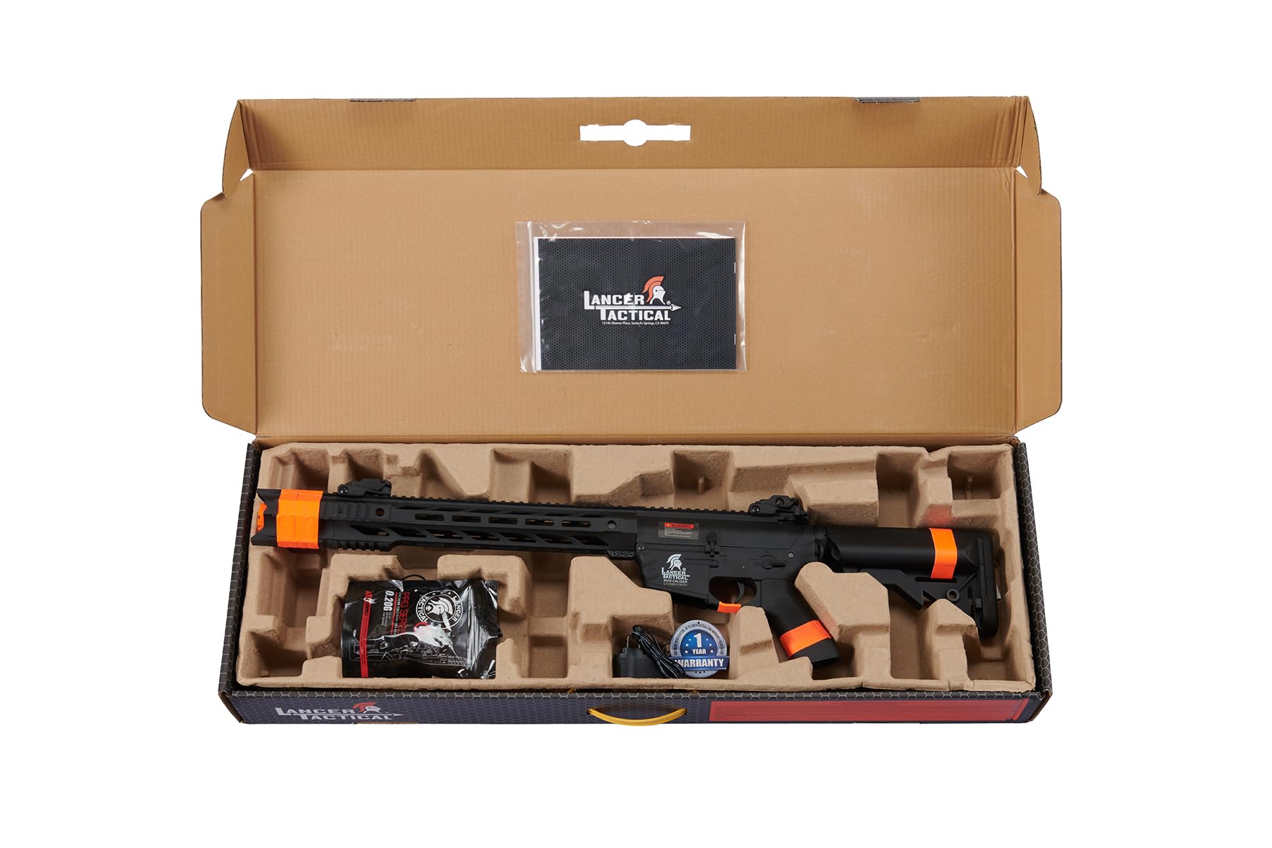 Lancer Tactical Gen 2 Airsoft M4 SPR Interceptor AEG Rifle - Electric Full/Semi Auto with 1000 Rounds 0.20g BBs, Battery & Charger Included - California Compliant - Perfect for Airsoft Battles, Target Practice & Tactical Training
