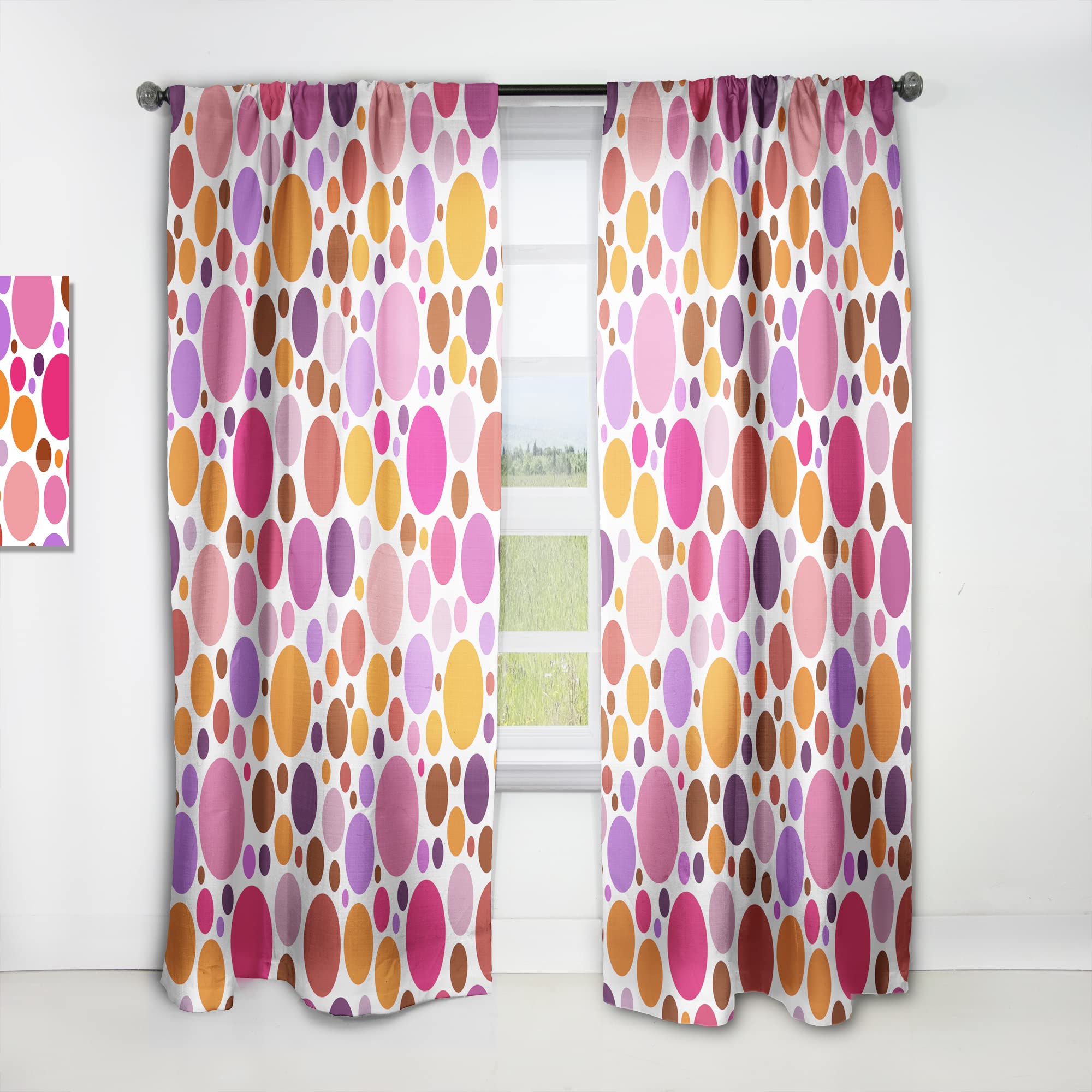 DesignQ Abstract Geometric Circular Retro II Thermal Insulated Curtains - Single Panel 52x84 Inches - Blackout Drapes for Bedroom & Living Room - Perfect for Modern Home Decor & Sun Protection
