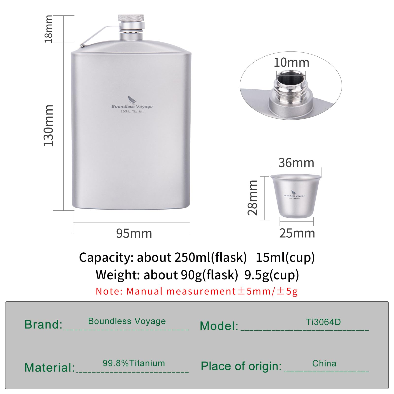 Titanium Ultralight Hip Flask - Portable Wine & Whiskey Bottle with Funnel - Perfect for Camping, Hiking, Picnics & Outdoor Adventures - Durable Alcohol Drinkware Accessories