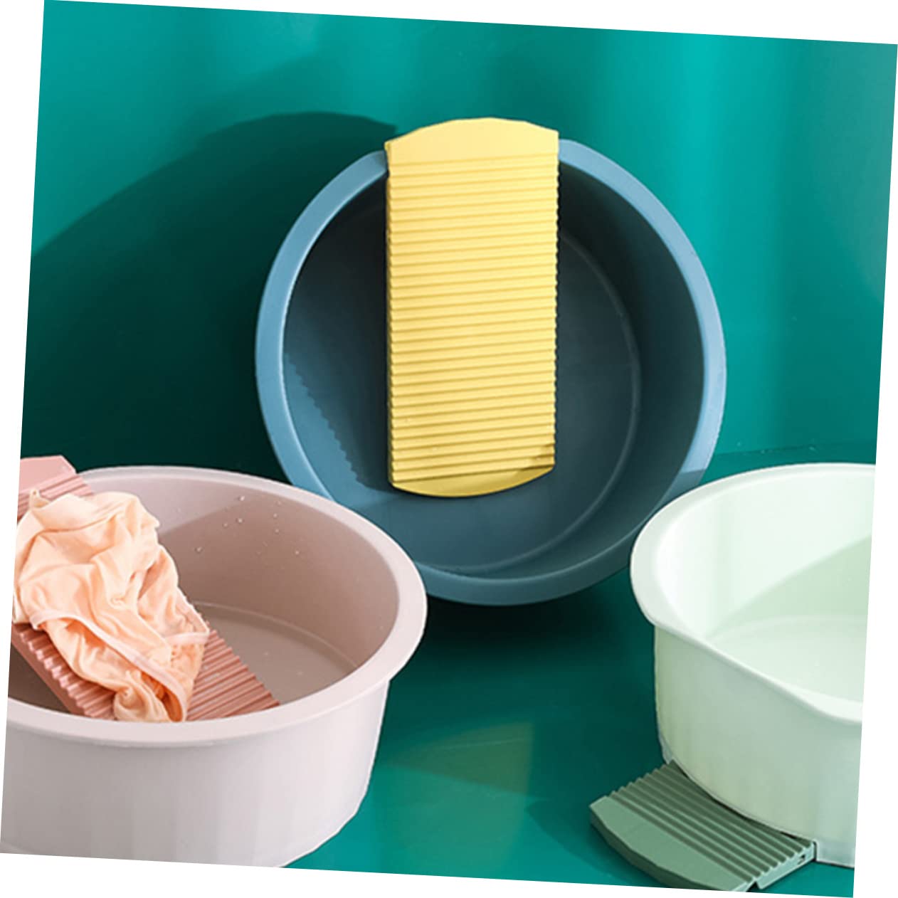 SOLUSTRE Portable Hand Washing Tub with Washboard - Compact Travel Laundry Basin for Underwear, Socks & Small Clothes - Durable PP Material for Camping, Dorms & RV Trips