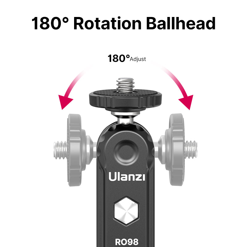 Ulanzi R098 Professional Double Ball Head Tripod Mount with Cold Shoe - Perfect for DSLR Cameras, Smartphones & LED Lights | Ideal for Vlogging, Photography & Video Shooting
