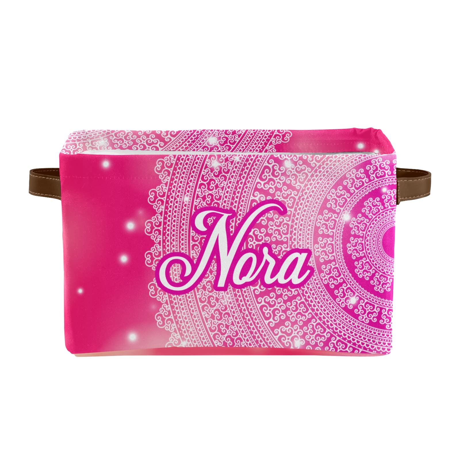 Personalized Mandala Deep Pink Large Storage Baskets with Handles - Decorative Organizing Bins for Shelves, Closet, Bathroom & Nursery - Home Organization Solution (1 Pack) - Perfect for Bedroom Decor, Toy Storage & Laundry Room Organization