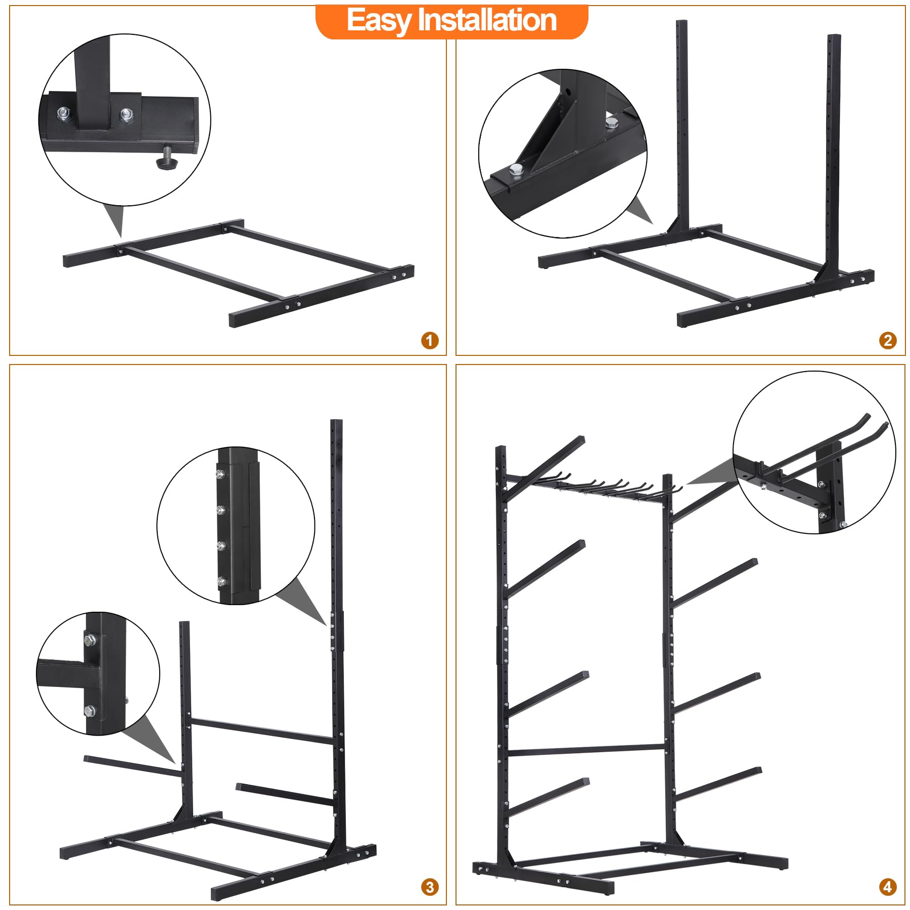 Heavy Duty Freestanding Kayak and SUP Storage Rack - Adjustable Weatherproof Stand for Kayaks, Paddleboards, Canoes & Surfboards - Perfect for Garage, Backyard or Dock Storage