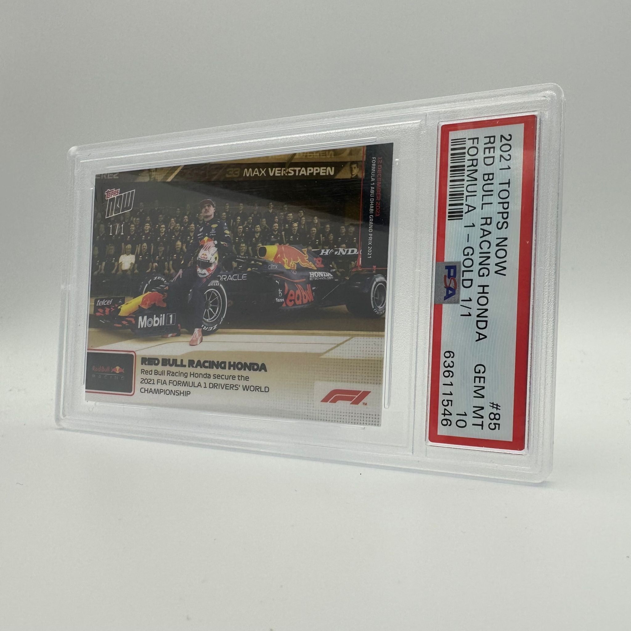 PSA 10 1/1 Max Verstappen Gold #85 Championship-Winning Trading Card - Perfect for F1 Collectors, Sports Memorabilia & Racing Fans Display