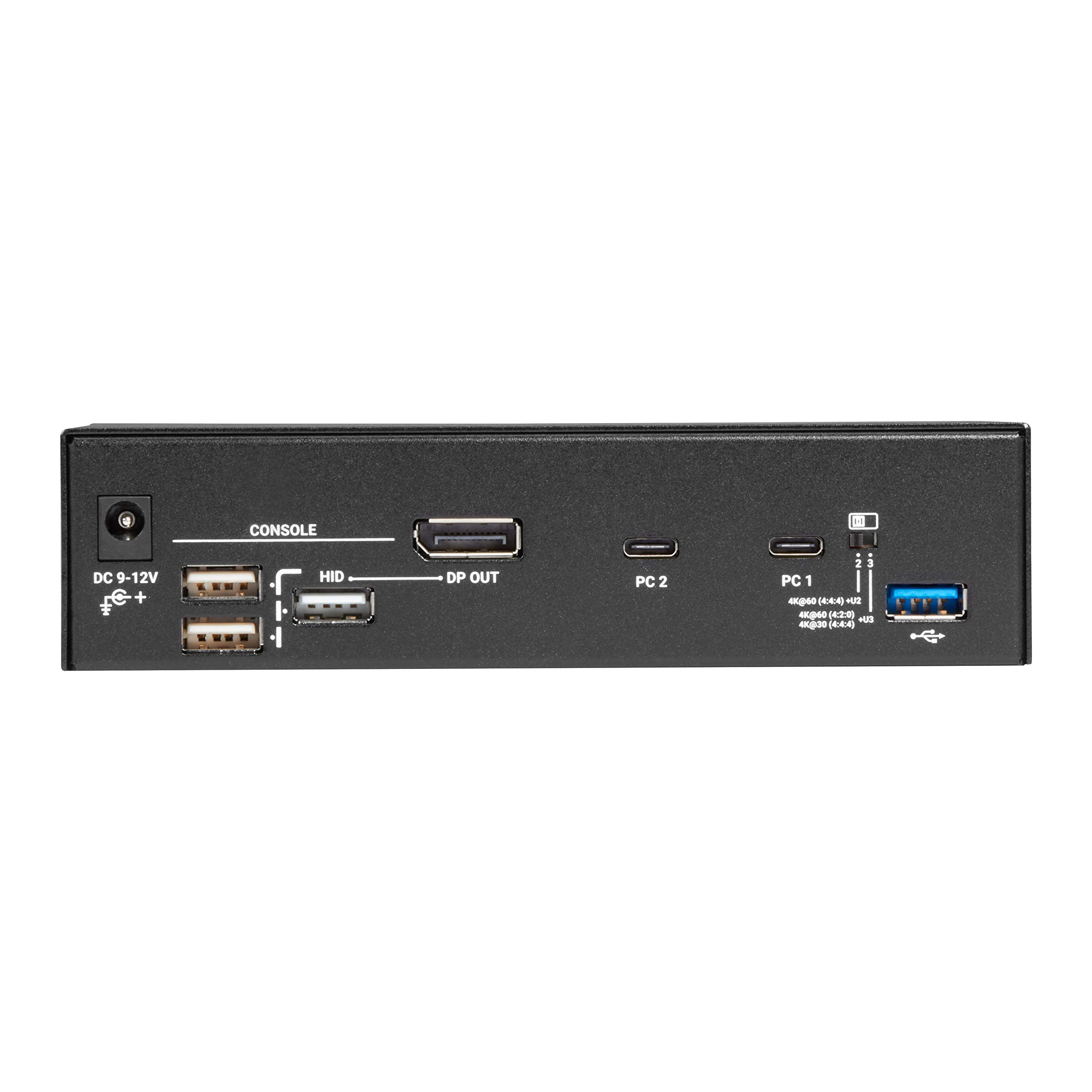 2-Port Black Box USB-C 4K KVM Switch for Dual Monitor Setup | Home Office & Gaming PC Workstation