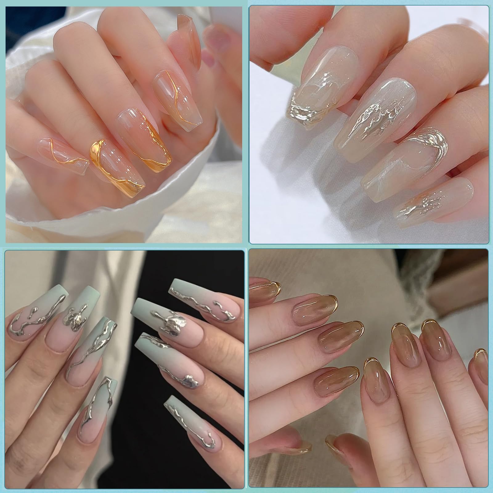 3D Nail Art Gel for Chrome Powder & Foil - Clear Painting Gel for Metallic Mirror Effect Nail Polish - Professional Sculpture Gel for 3D Nail Design - 15ml Bottle - Perfect for Salon, Home Manicure & Nail Art Enthusiasts