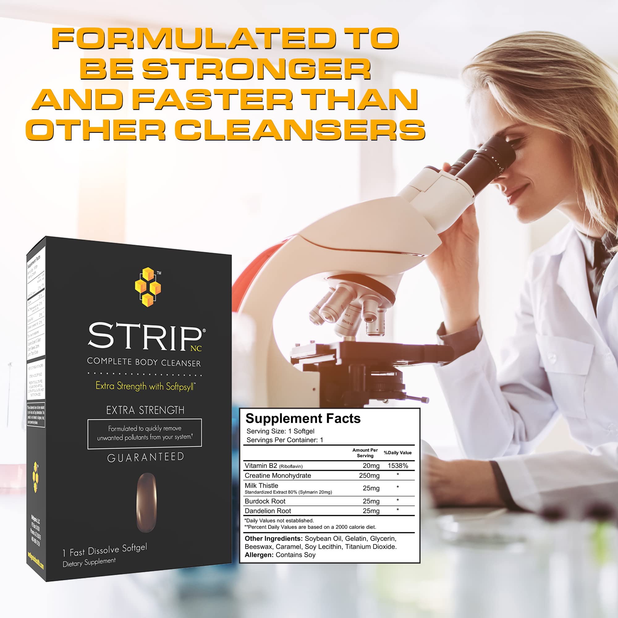 Wellgenix Strip NC Complete Body Cleanser - Premium Herbal Detox Cleanse for Fast Toxin Removal | 1-Hour Fast Acting Softgel | Supports Digestive Health & Weight Management | Perfect for Post-Holiday Detox & Wellness Routines