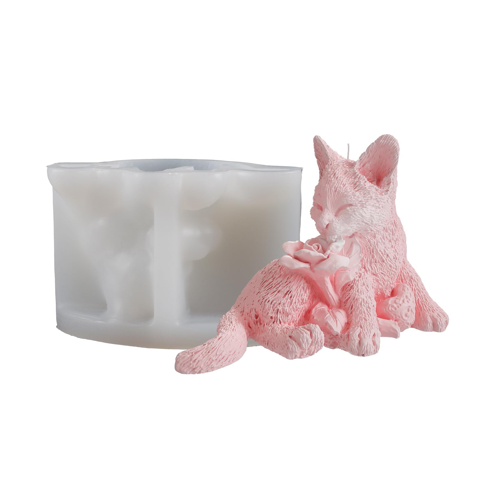 Rose Cat Silicone Molds for Resin, Cake, Soap & Clay - DIY Candle Making & Craft Supplies - Perfect for Home Decor, Gift Making & Creative Projects