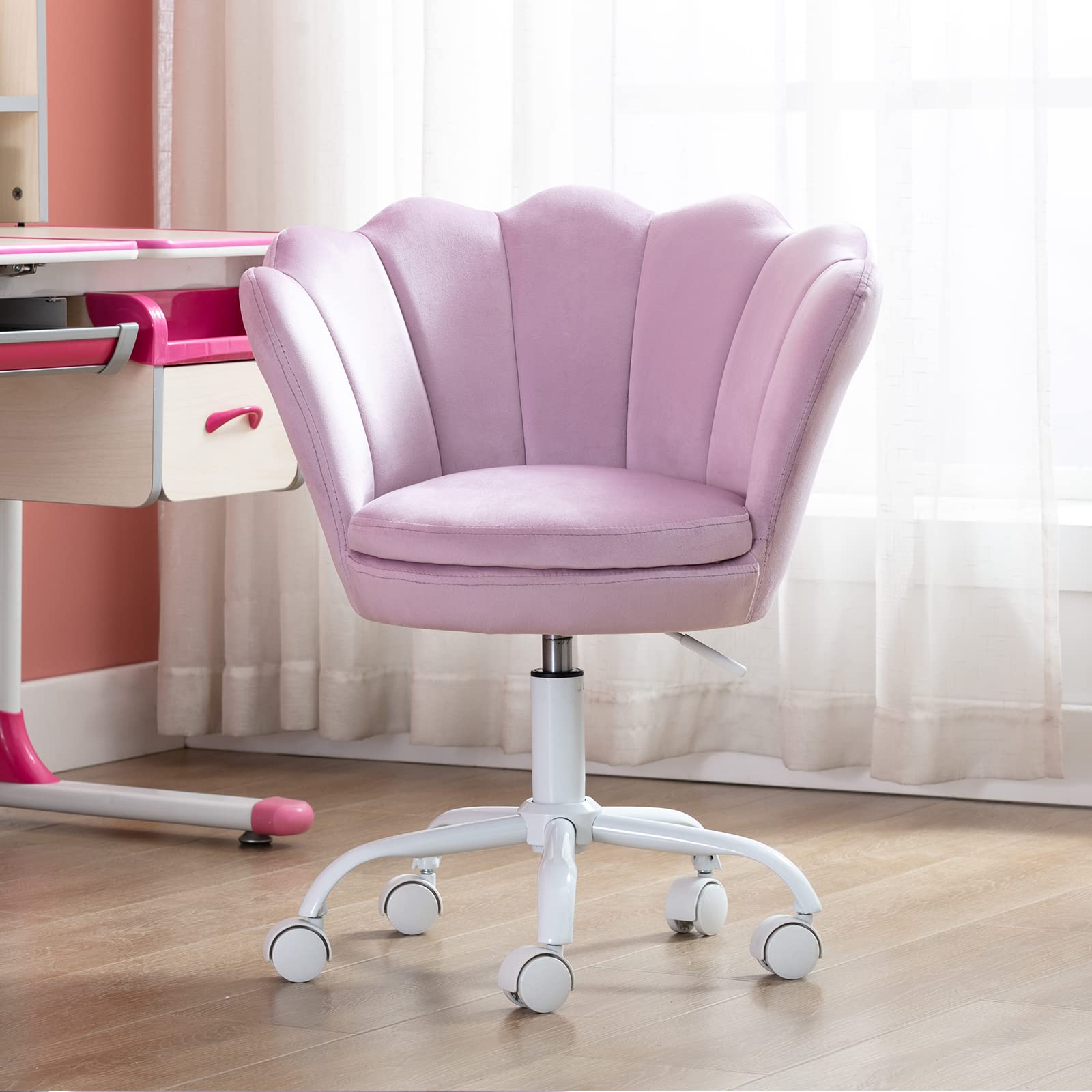 **GuYou Adjustable Kids Study Chair - Swivel Rolling Desk Chair for Boys & Girls, Ergonomic Children's Armchair for Bedroom, Study Room - Light Purple (Perfect for Homework, Reading & Gaming)**
