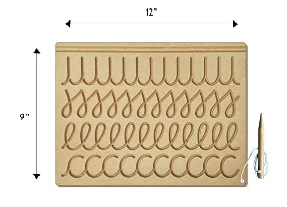 Revashree Kids Wooden Tracing Board - Prewriting Practice Slate with Pencil for Early Learning, Handwriting & Motor Skills Development - Cursive Pattern Educational Toy for Toddlers & Preschoolers - Perfect for Homeschooling & Montessori Classrooms (Set of 1)