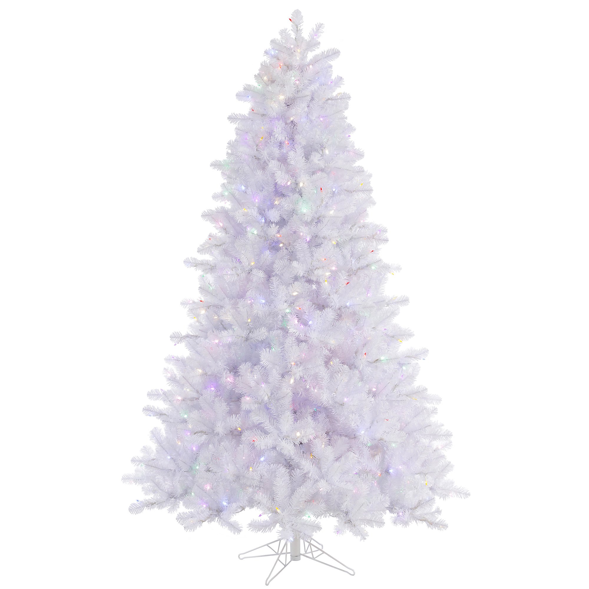 Vickerman 65-Foot Pre-Lit Artificial Christmas Tree with 550 Multi-Color LED Lights - Full Crystal White Pine Design for Holiday Decor | Perfect for Living Room, Office & Christmas Party Decorations