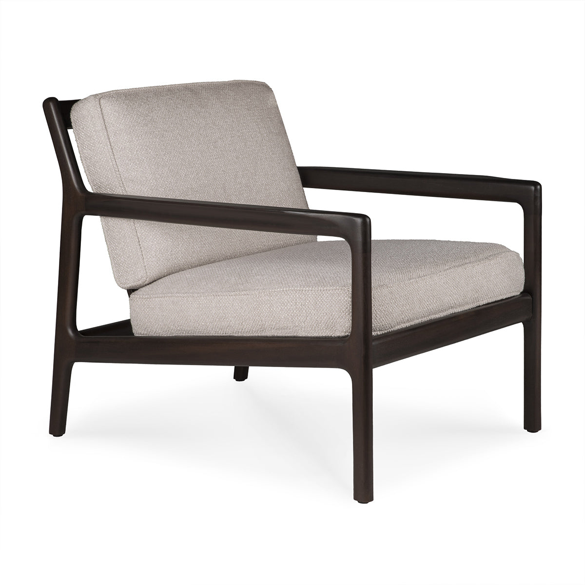 Jack Fabric Lounge Chair - Mahogany Dark Brown & Ivory Upholstery - Comfortable Modern Accent Chair for Living Room, Bedroom, or Office