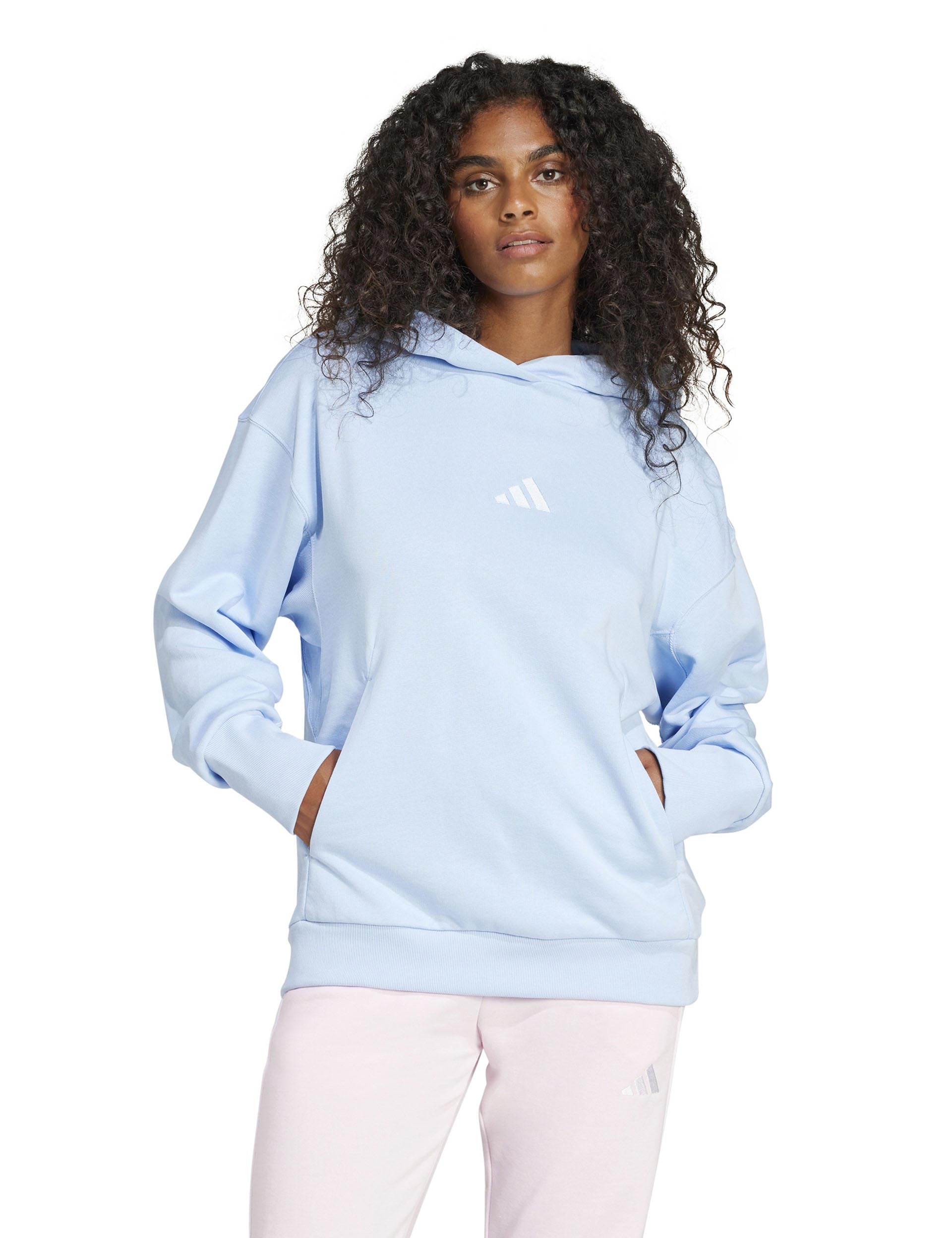 ALL SZN French Terry Loose Hoodie - Glow Blue | Comfortable Oversized Pullover Sweatshirt for Men & Women | Perfect for Casual Wear, Gym, and Lounge