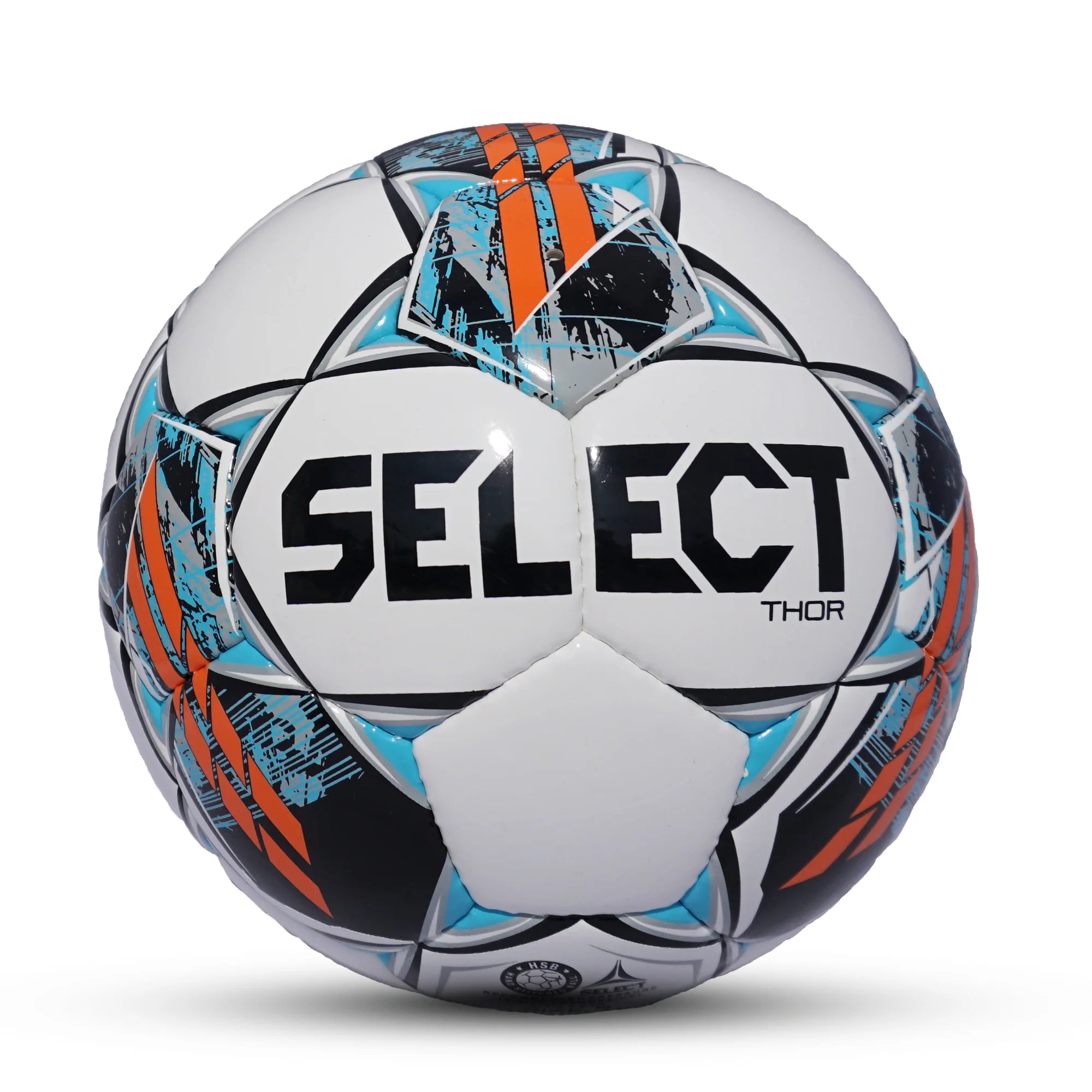 Select Sport Thor Soccer Ball - White, Blue & Orange - Official Size & Weight for Training, Matches & Outdoor Play