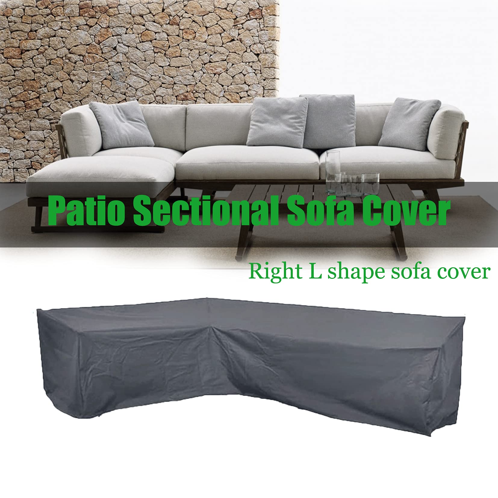 **J&C Heavy Duty 420D Waterproof L-Shaped Patio Sectional Covers - 87x112 Inch Grey Outdoor Sofa Cover for Sectionals, Perfect for Backyard, Deck, and Garden Furniture Protection**