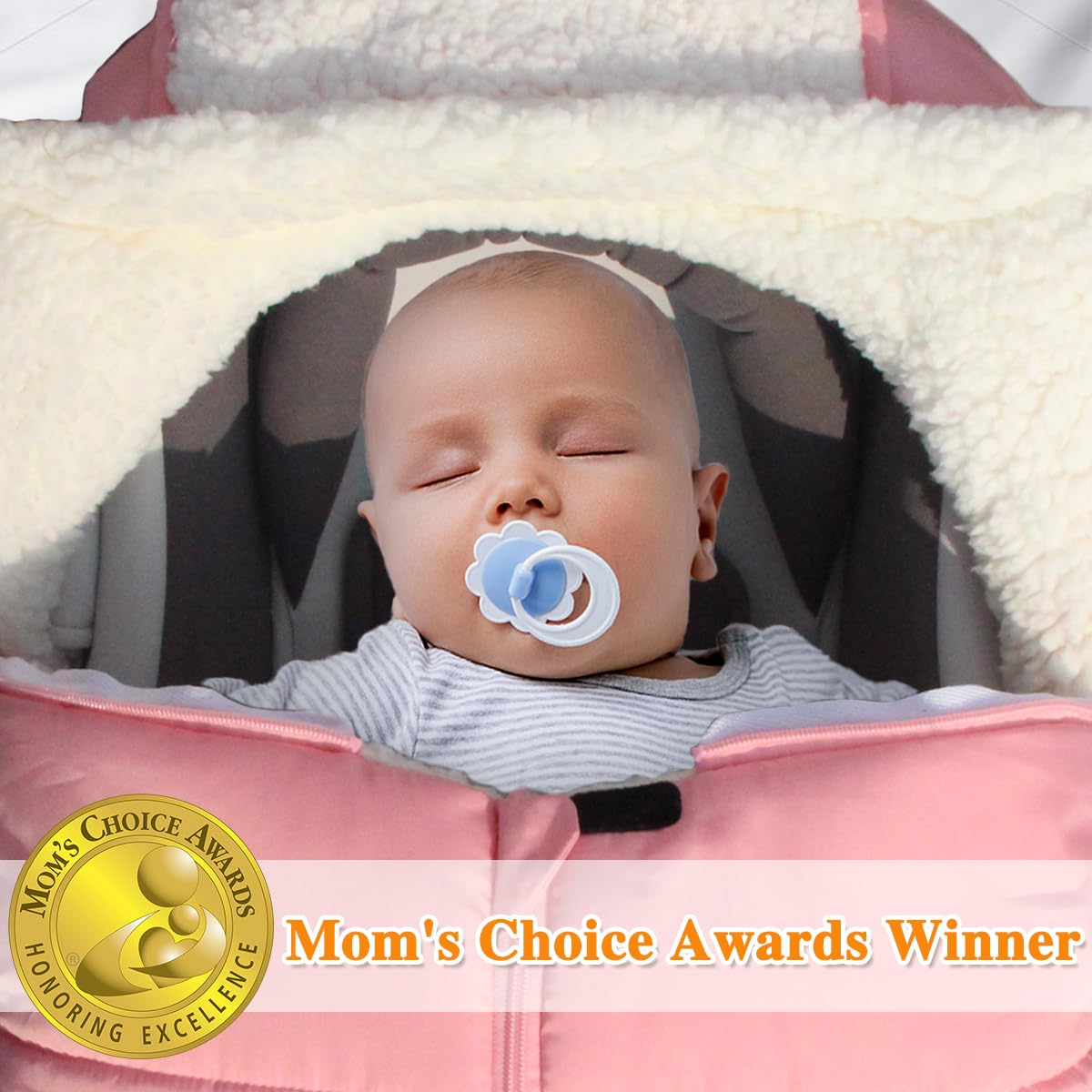 TSAYAWA Winter Baby Car Seat Cover - Mom's Choice Awards Winner - Insulated Windproof Car Seat Bunting Bag for Newborn & Infant - Warm Travel Blanket for Cold Weather (Pink) | Perfect for Stroller, Shopping & Outdoor Adventures