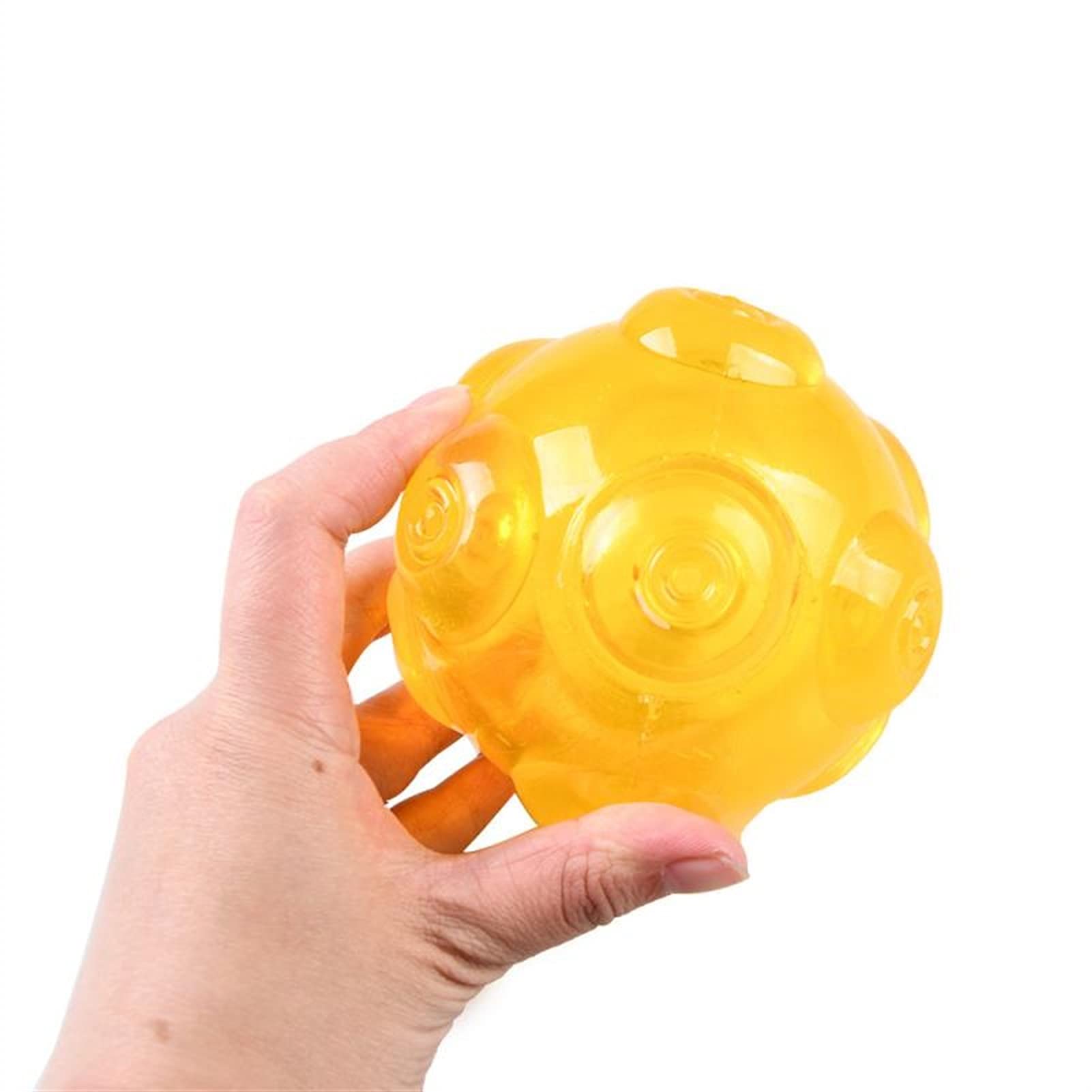 ELKeyko Bite-Resistant Bouncy Ball - Dog Teeth Cleaning Chew Toy for Interactive Play (Yellow)