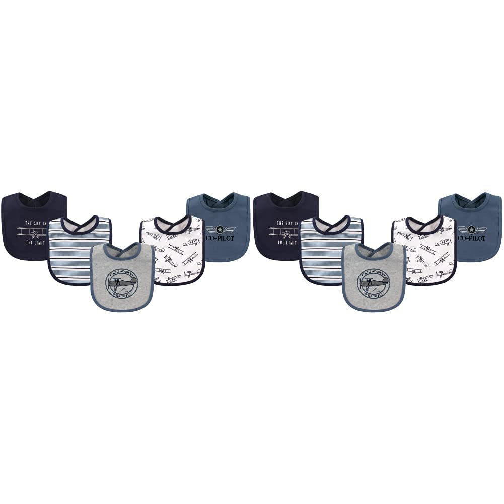 Hudson Baby Cotton Bibs - Soft, Absorbent & Washable for Messy Meals, Feeding & Drool Control - 5 Pack (Blue, Pink, Green) - Perfect for Infants & Toddlers at Home, Daycare or On-the-Go