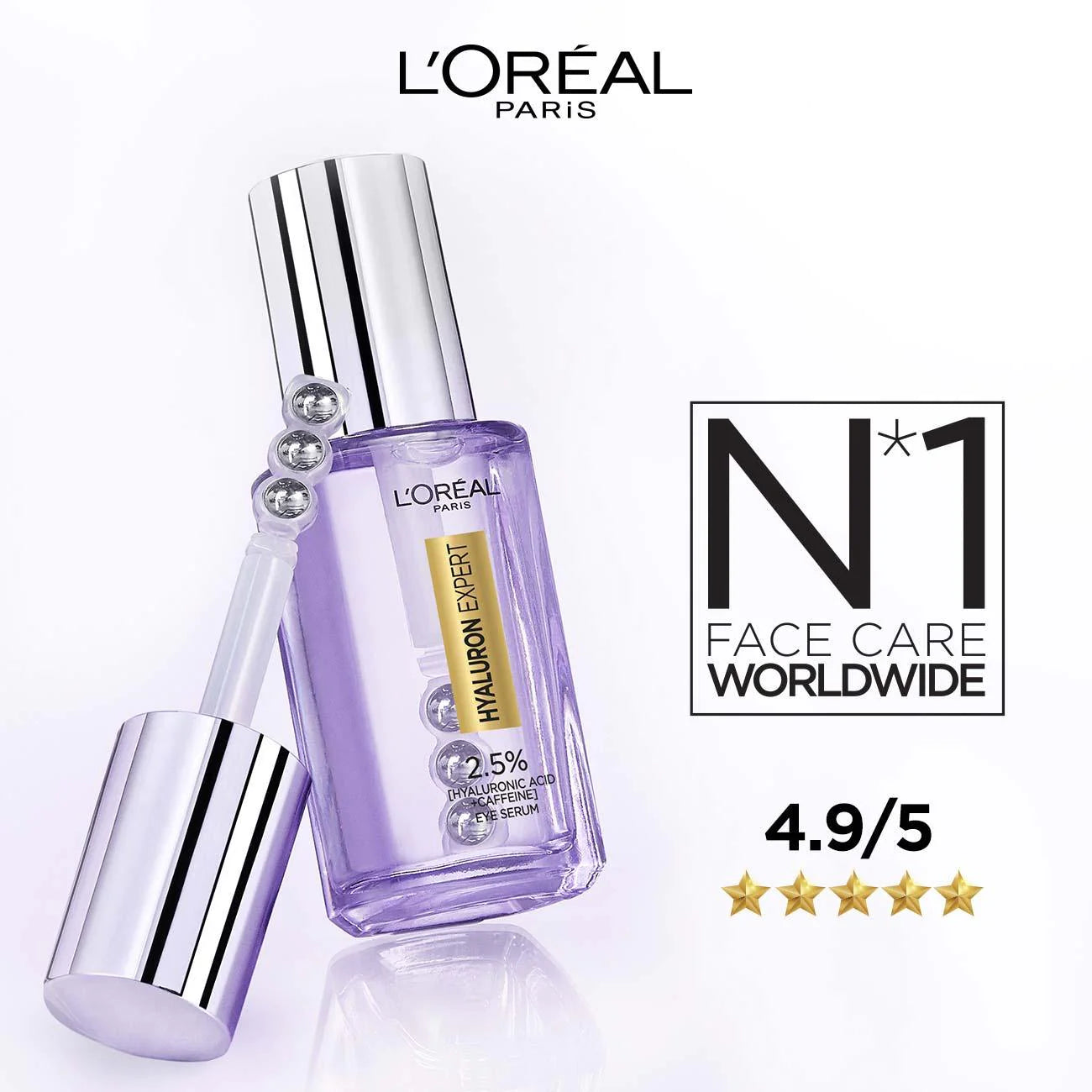 Hyaluron Expert Eye Serum with 2.5% Hyaluronic Acid & Caffeine - Dark Circle & Puffiness Reduction for Bright, Youthful Eyes - Perfect for Morning & Night Skincare Routine