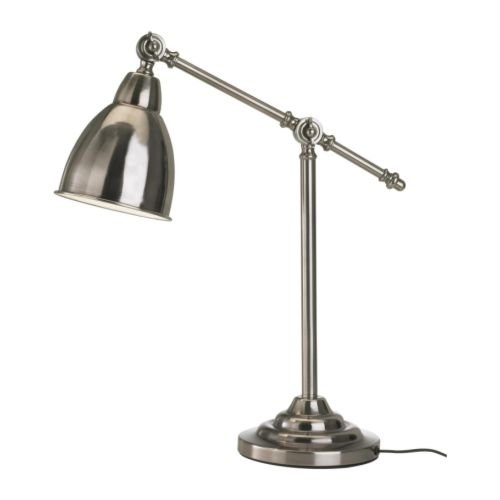 IKEA 700.895.84 Adjustable Nickel Plated Work Lamp - Task Lighting for Office, Study Desk & Workshop | Dimmable LED Desk Light for Reading & Crafting