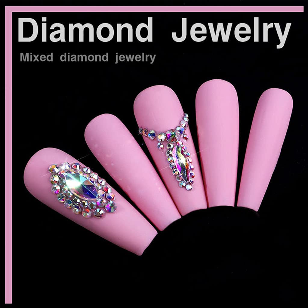 Professional Nail Art Rhinestones Kit - 3100pcs Multi-Shaped Glass Crystal AB Rhinestones for Nail Art & Crafts (Non-Hotfix Flatback Gems) | Perfect for DIY Manicures, Salon Nail Designs & 3D Nail Decorations