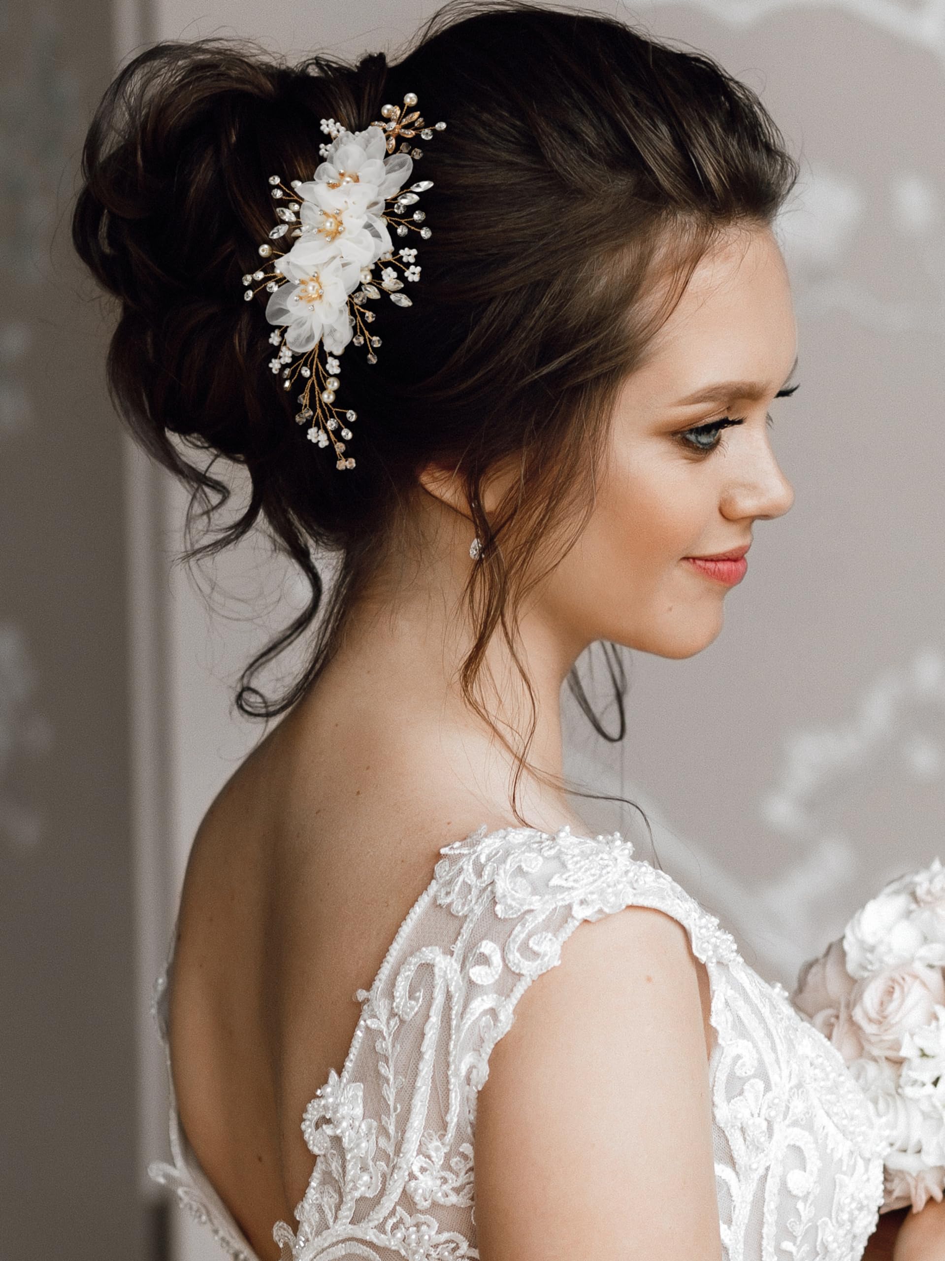 SWEETV Pearl and Leaf Hair Comb Pins - Elegant Bridal Hair Accessories for Wedding, Party, Prom | Perfect for Brides, Bridesmaids, and Special Occasions