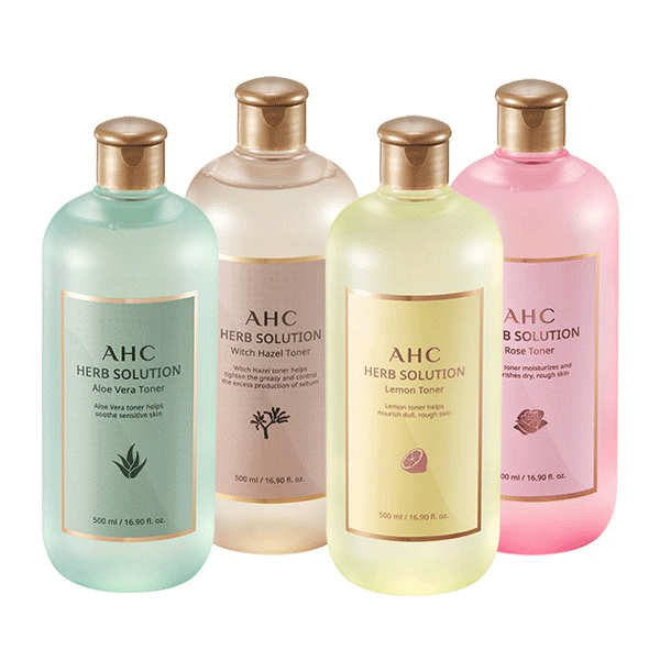 AHC Herb Solution Toner 500ml - Hydrating Facial Toner for Dry & Sensitive Skin | Korean Skincare for Daily Hydration & Soothing