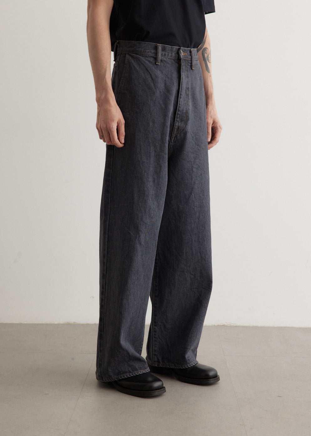 14oz Denim Port Baggy Pants for Men - High Waist Loose Fit Jeans | Casual Streetwear, Hip Hop Style, Everyday Comfort Wear