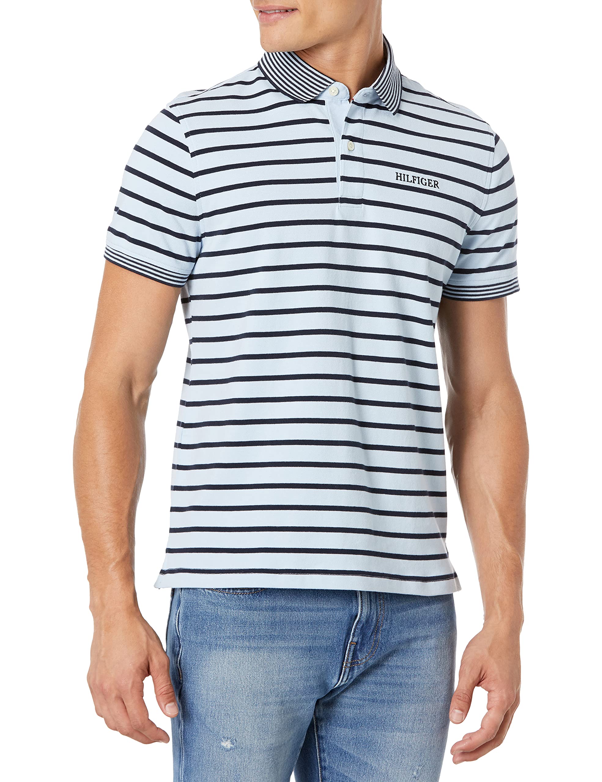 Tommy Hilfiger Men's Custom Fit Essentials Polo Shirt - Classic Casual Short Sleeve Cotton Shirt for Work, Golf & Everyday Wear