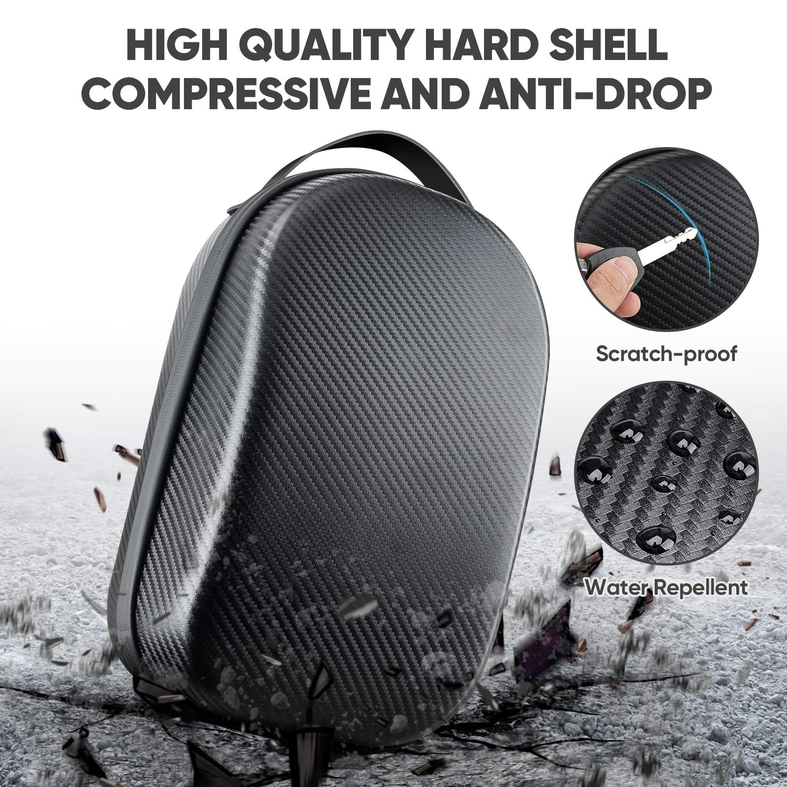 Premium Carbon Fiber Hard Carrying Case for Oculus Meta Quest 3S/Quest 3/Quest 2 - Protective Travel Storage Solution for VR Headset, Controllers & Official Accessories | Perfect for Gaming, Travel & Home Organization
