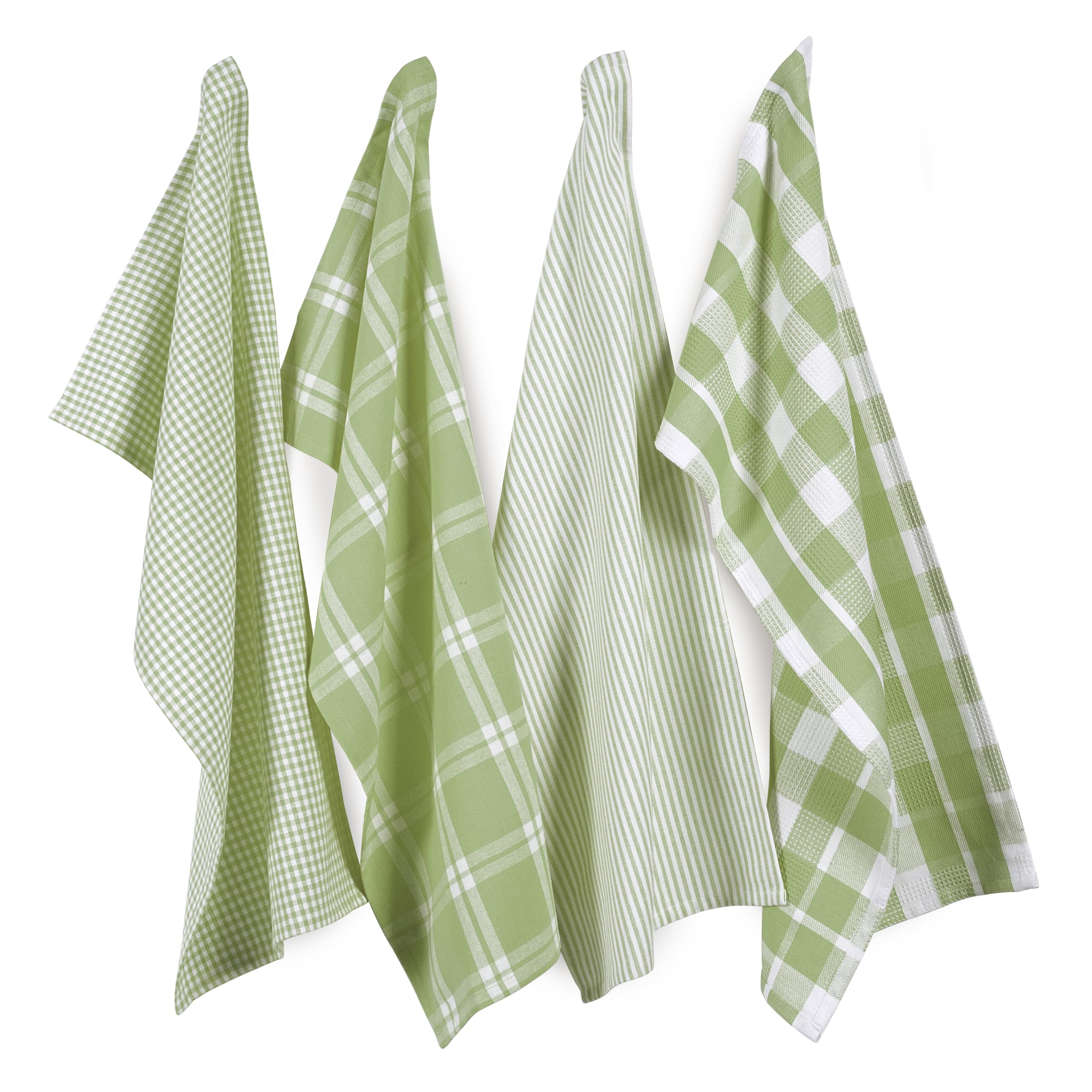 Premium 100% Cotton Kitchen Dish Cloths Set of 4 | Ultra Soft, Absorbent & Quick Drying Multiweave Dish Towels | 13x28 Inches | Sage Green | Perfect for Washing Dishes, Cleaning Countertops & Hand Drying