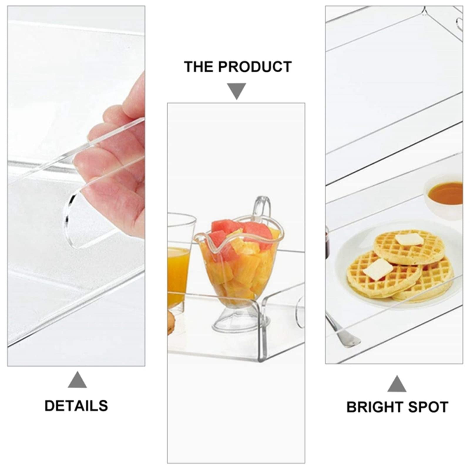 Clear Acrylic Serving Tray - Multipurpose Snack Plate & Storage Organizer for Bathroom Towels, Jewelry, Office Supplies - Perfect for Home, Kitchen, Office Use (Transparent)