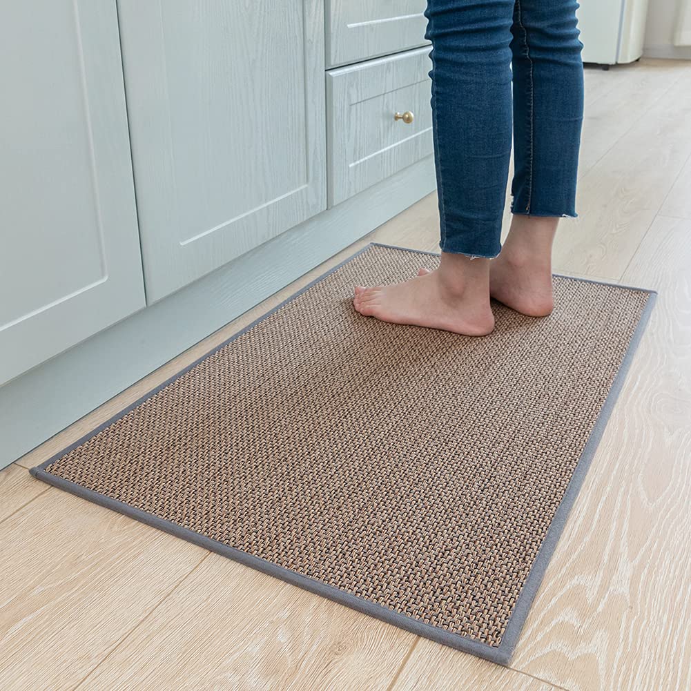 Non-Slip Washable Kitchen Rugs - Absorbent Anti-Skid Floor Mats for Sink Area, Cooking Space & High Traffic Zones (Grey, 20x32 Inches) - Perfect for Spill Protection, Comfort Standing & Kitchen Decor