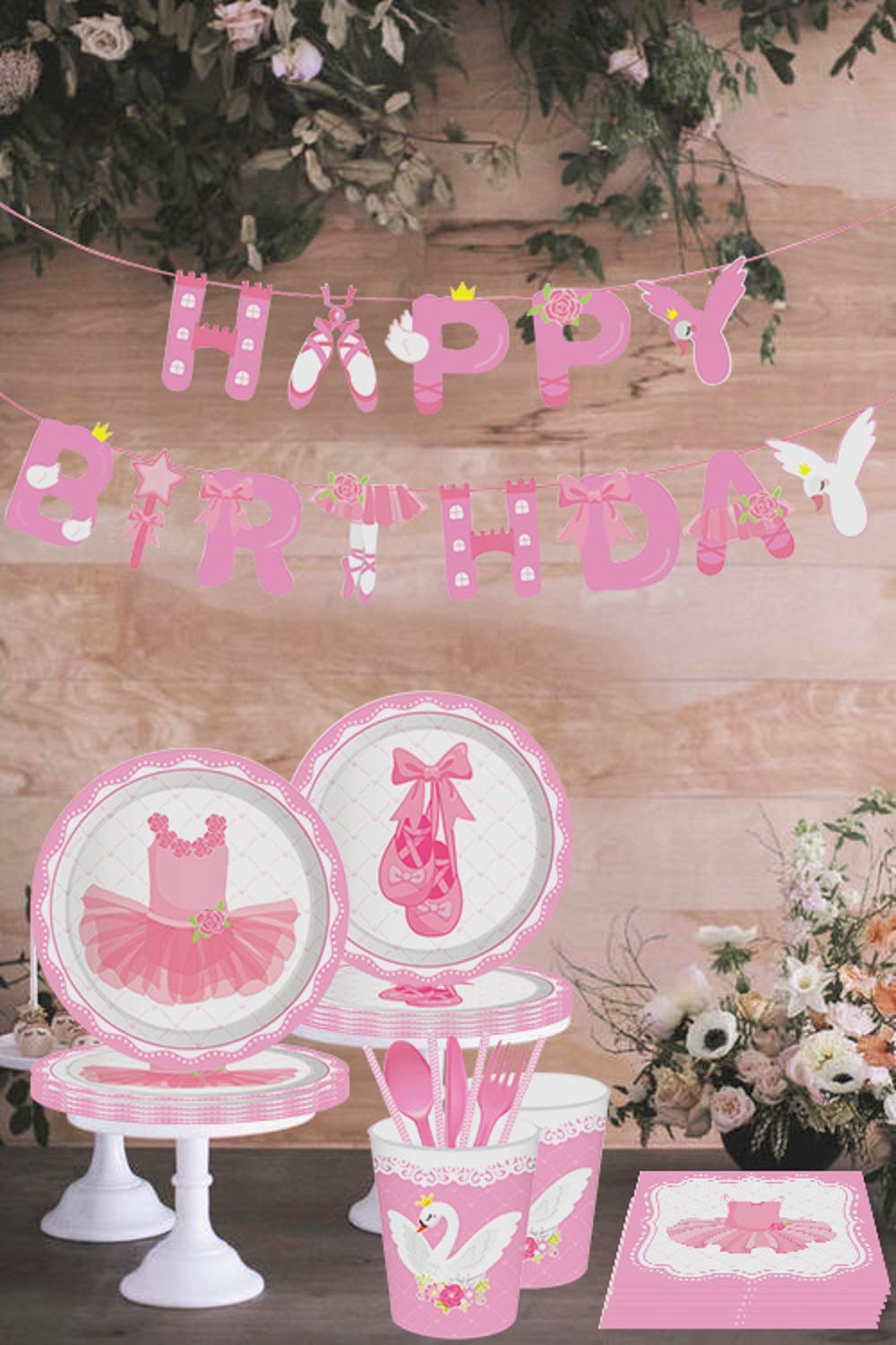 **LaVenty 33-Piece Ballerina Birthday Party Supplies Set - Plates, Napkins & Banner for Ballet-Themed Celebrations | Perfect for Kids' Dance Parties & Themed Events**