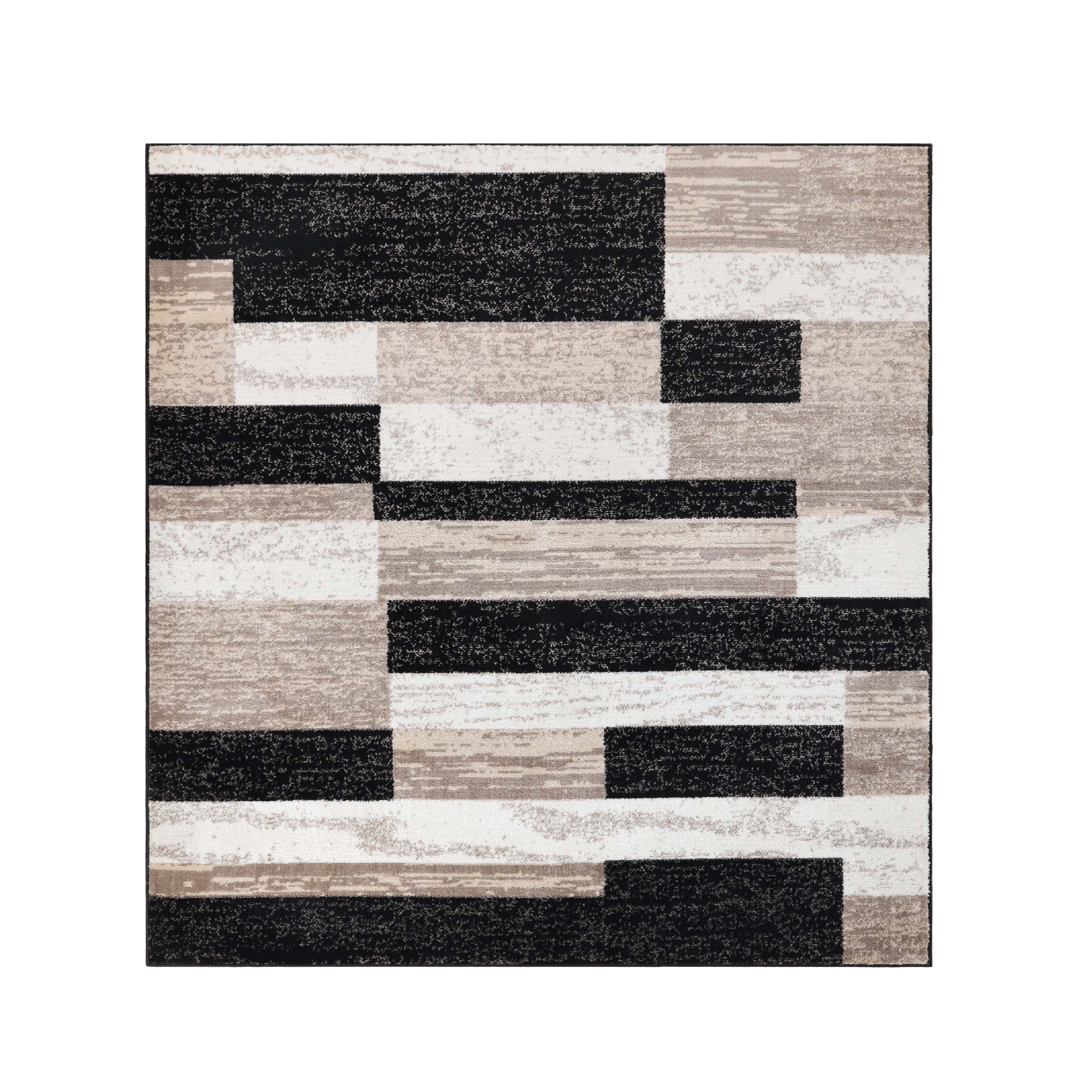 Stylish Rockwood Contemporary Geometric Patchwork Area Rug - Non-Slip Indoor Runner for Living Room, Bedroom & Office Decor