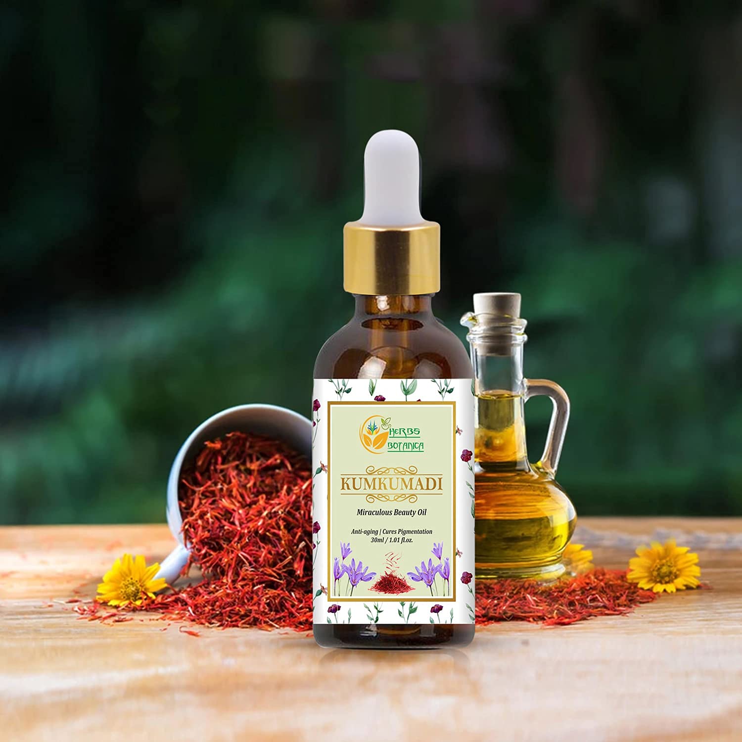 Pure Ayurvedic Saffron Face Oil with 26 Herbs - 30ml Natural Serum & Moisturizer for Glowing Skin - Perfect for Night Routine & Anti-Aging Care