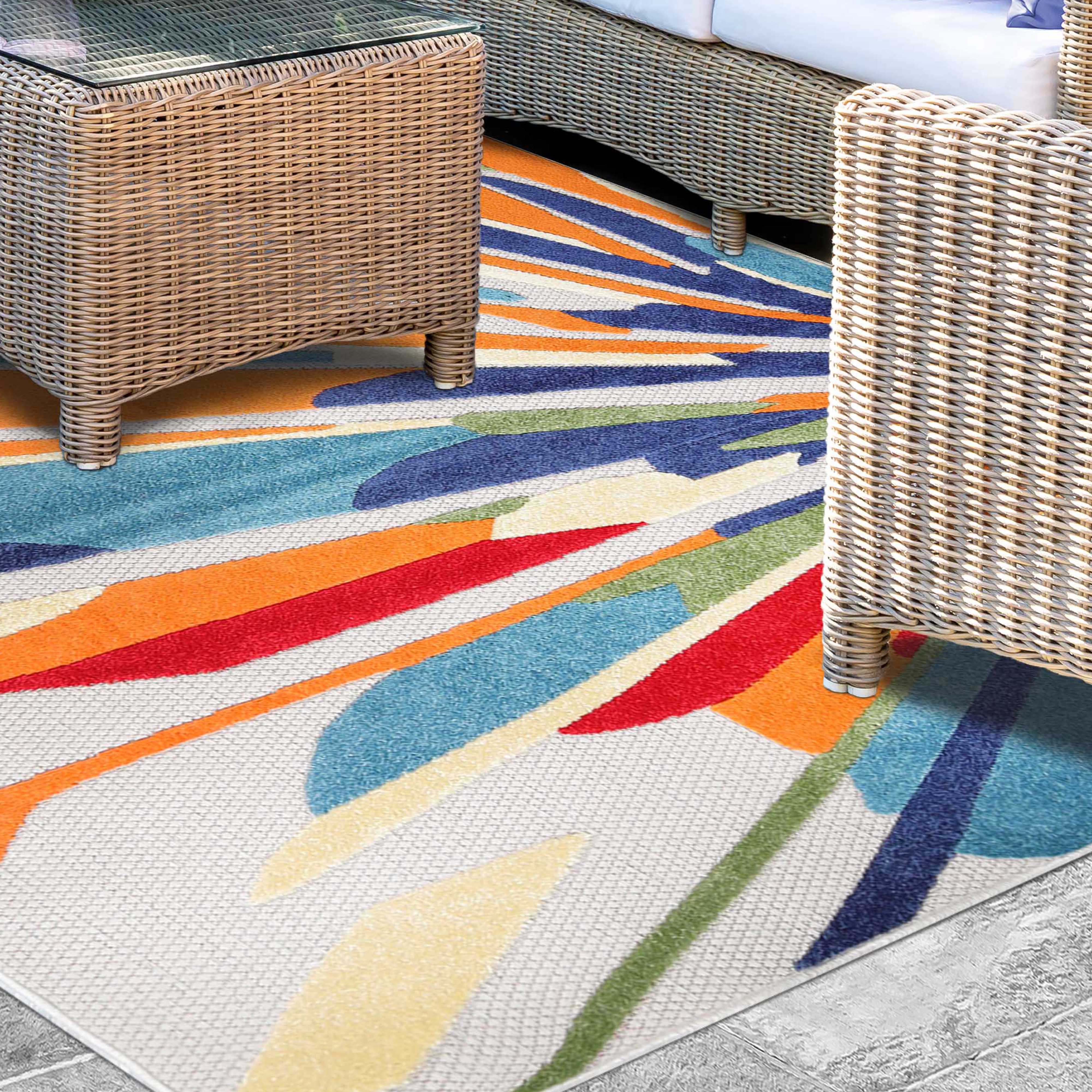 Leander Modern Geometric Abstract Indoor/Outdoor Area Rug - Non-Slip Living Room Carpet, Bedroom Runner for Home Decor | Perfect for Hallway, Patio & Office Spaces
