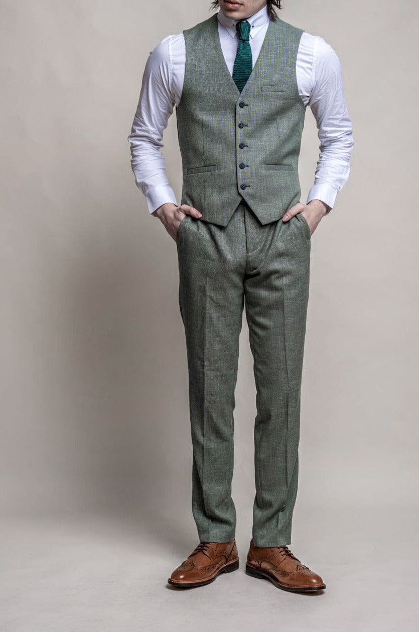 Cavani Miami Men's Sage Green Casual Trousers - Comfortable Slim Fit Pants for Office, Travel & Everyday Wear