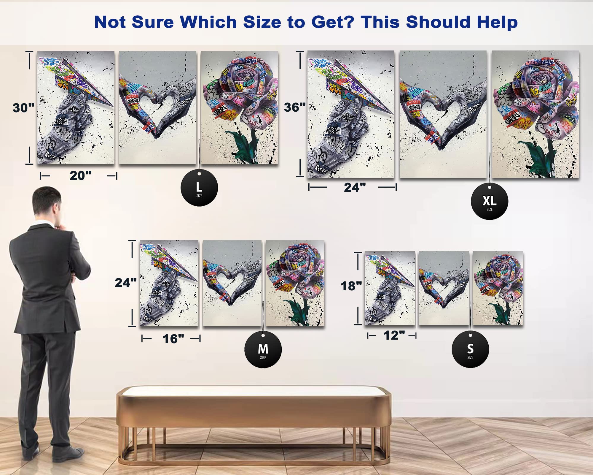 3-Piece Graffiti Wall Art Canvas Prints - Urban Street Art Multi Panel Decor for Bedroom, Man Cave & Living Room - Ready to Hang 24x36 Inch Framed Pop Art (Perfect for Teen Boys Room, Office & Game Room)