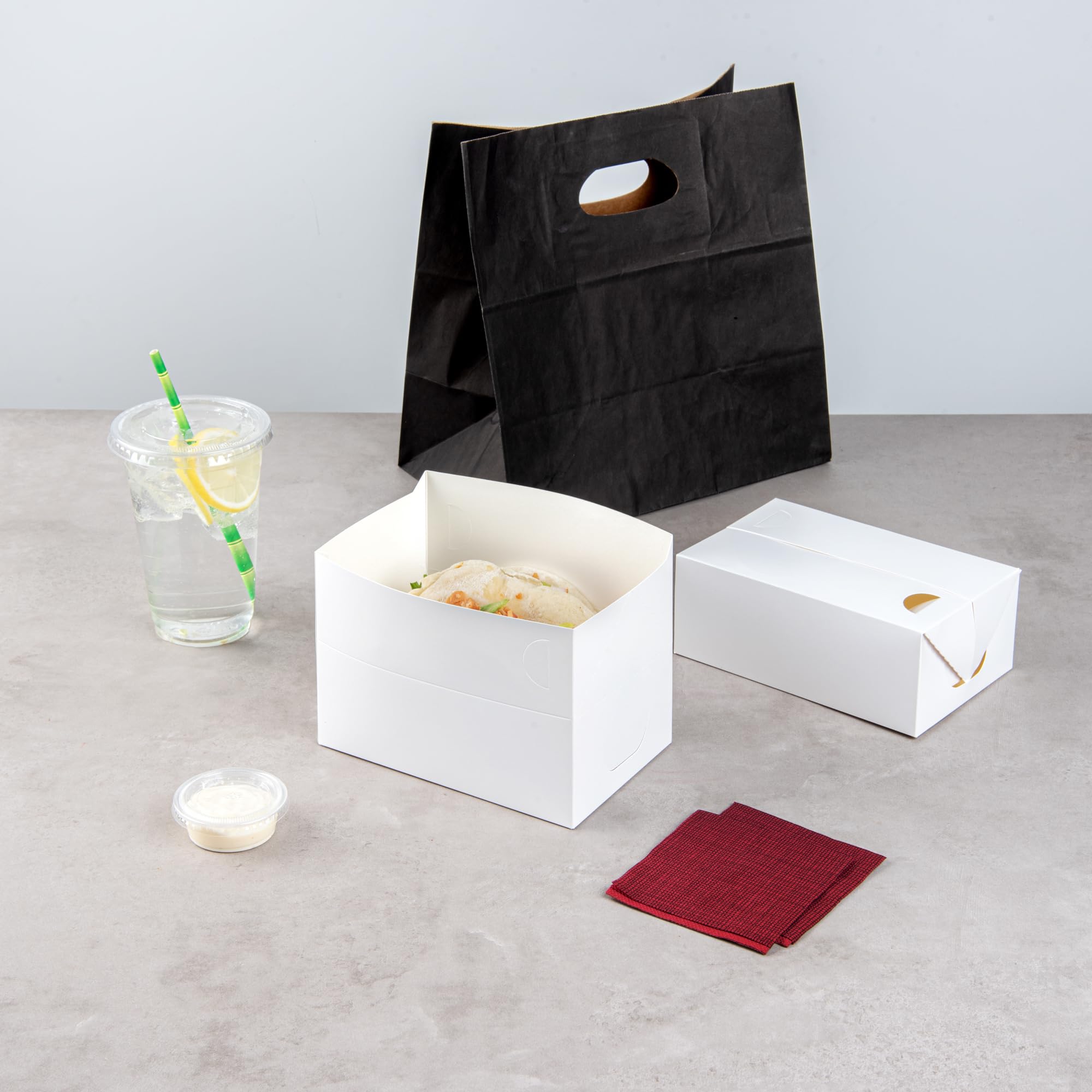 Eco-Friendly 47oz Disposable Takeout Containers - 100 Pack White Rectangle To-Go Food Boxes with Fast Top Closure | Greaseproof & Leak-Resistant | Perfect for Burgers, Fried Chicken, Picnics & Catering Events
