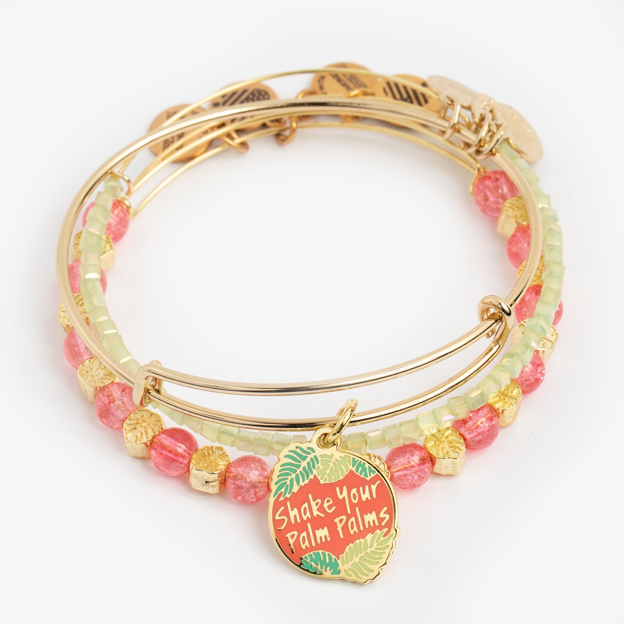 Trendy Palm Tree Charm Bangles Set of 3 - Boho Beach Jewelry for Women - Perfect for Vacation, Summer Parties & Tropical Themed Events