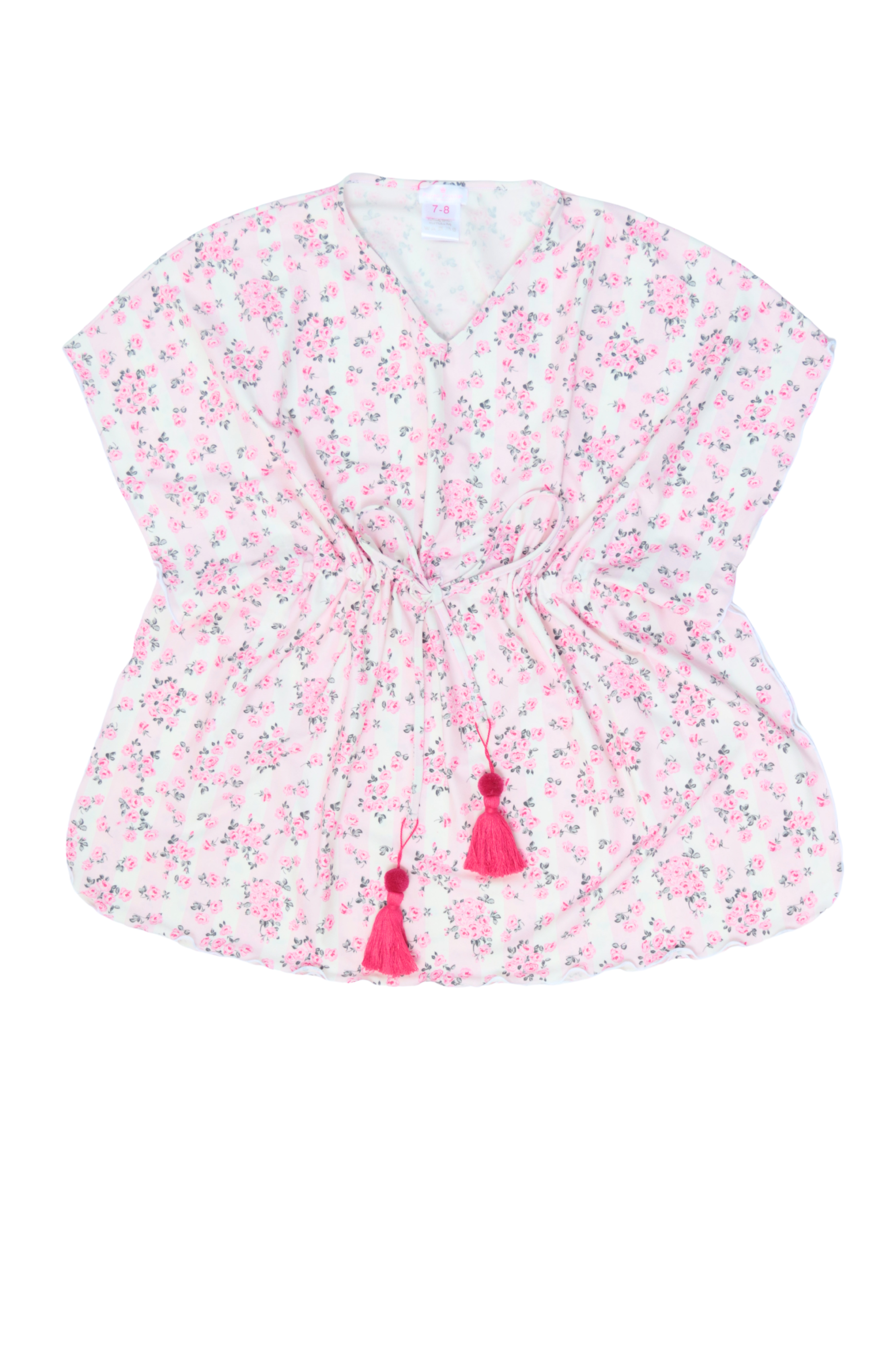 Lidia Roses and Stripes Cover Up Dress - Stylish Beachwear for Women, Perfect for Poolside, Vacation, and Summer Outings