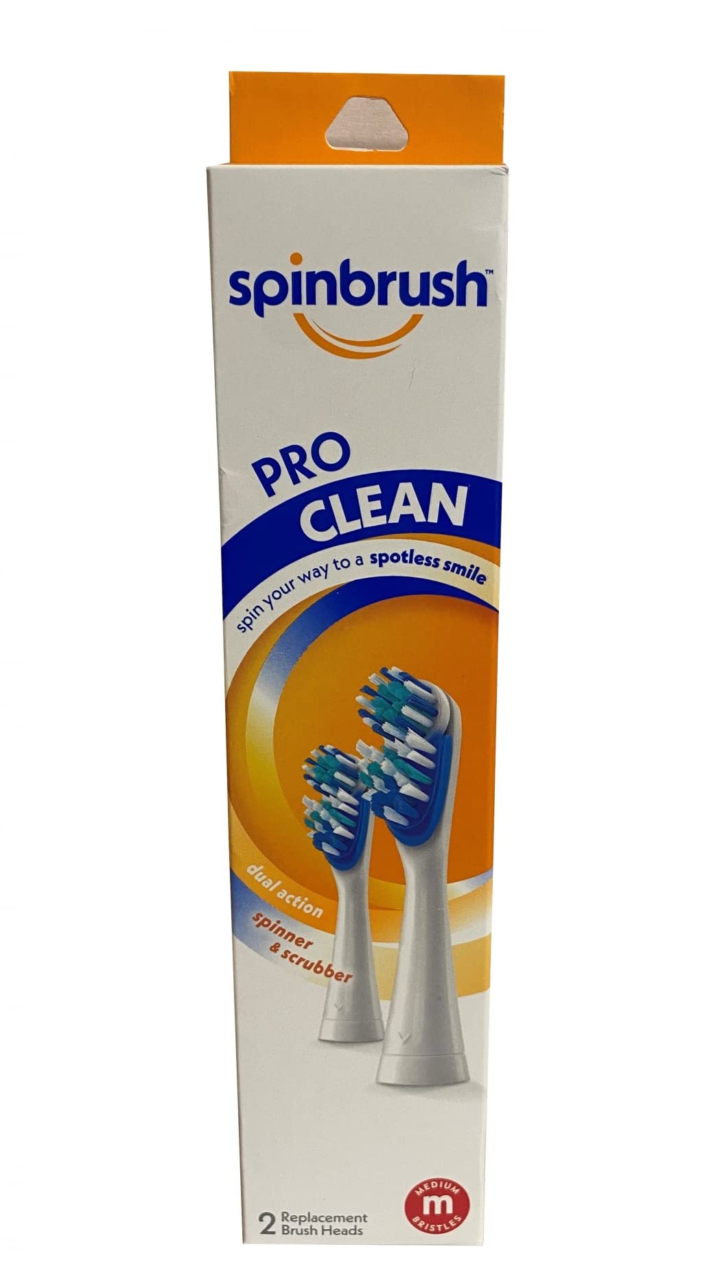 ARM & HAMMER Spinbrush Pro-Clean Replacement Brush Heads for Electric Toothbrush - Medium Bristles, 2-Pack (8 Brush Heads Total) - Perfect for Daily Oral Care & Travel Essentials