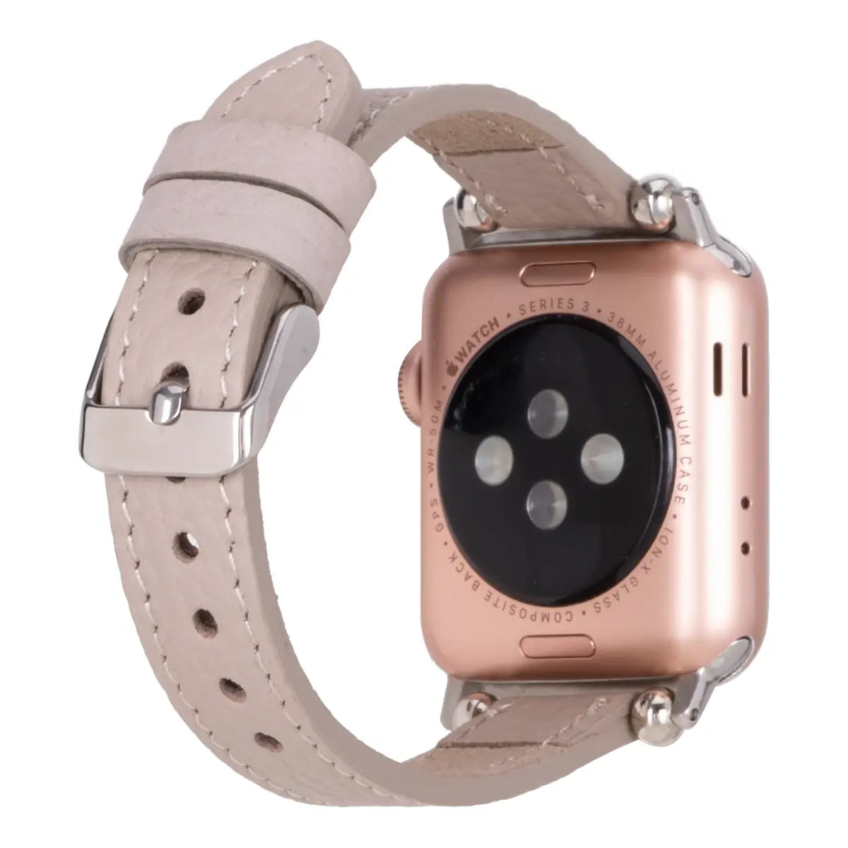 Premium Beige Genuine Leather Ultra Slim Apple Watch Band - Stylish & Comfortable for Everyday Wear, Workouts & Fashion Accessories